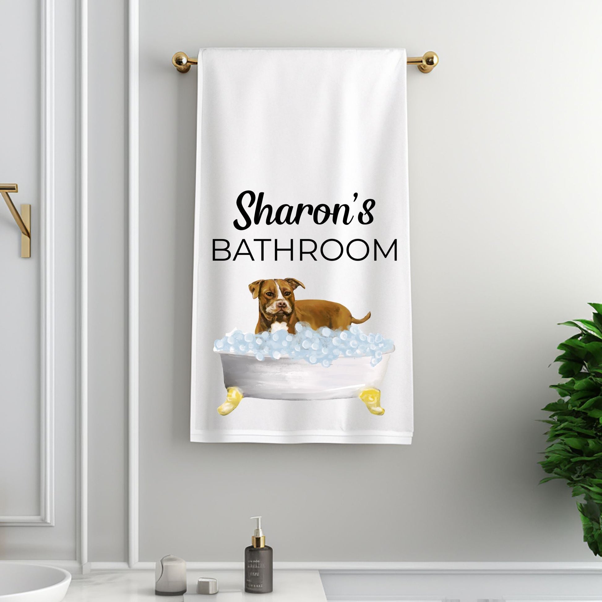Pitbull Bathroom Towel - MerikaArt