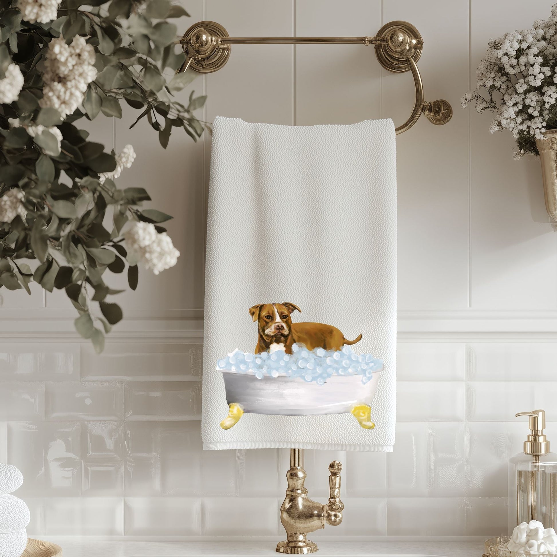 Pitbull Bathroom Towel - MerikaArt