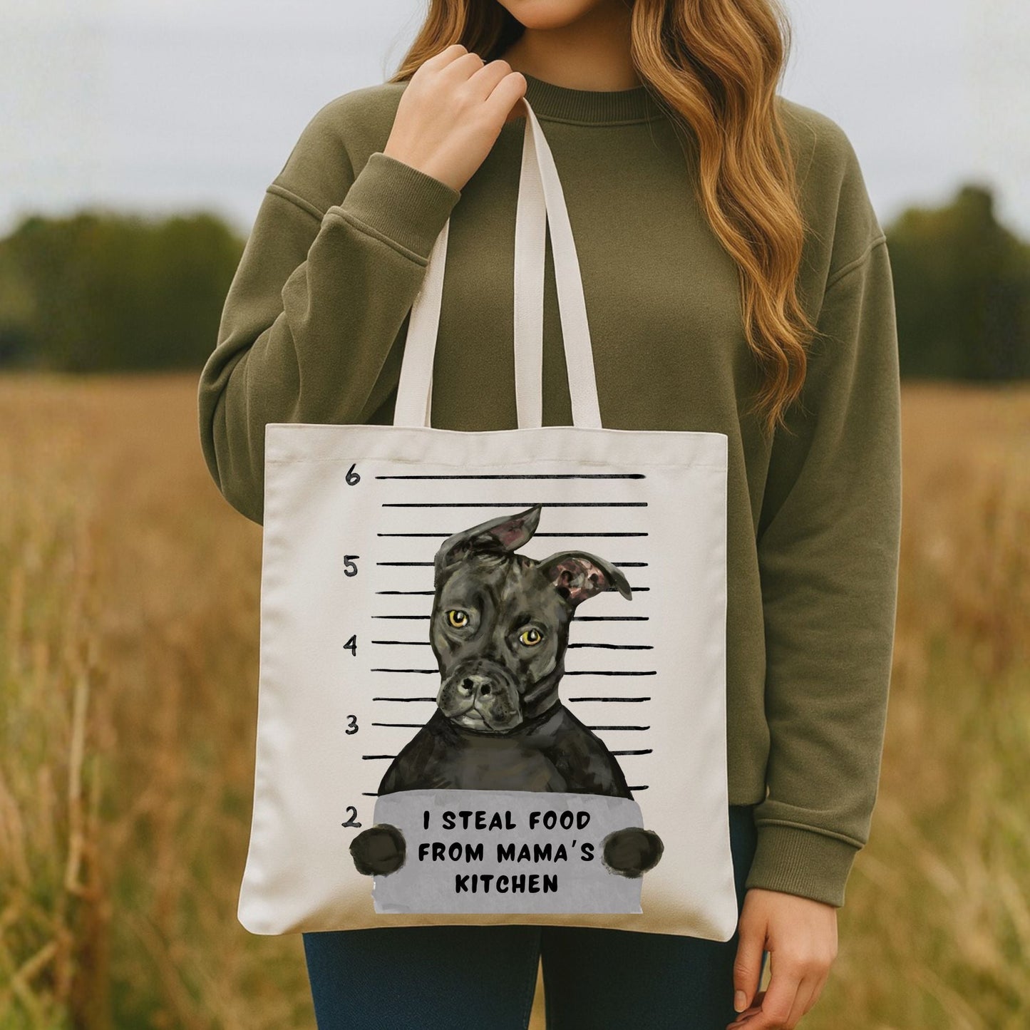 Pitbull Mugshot Tote Bag - MerikaArt