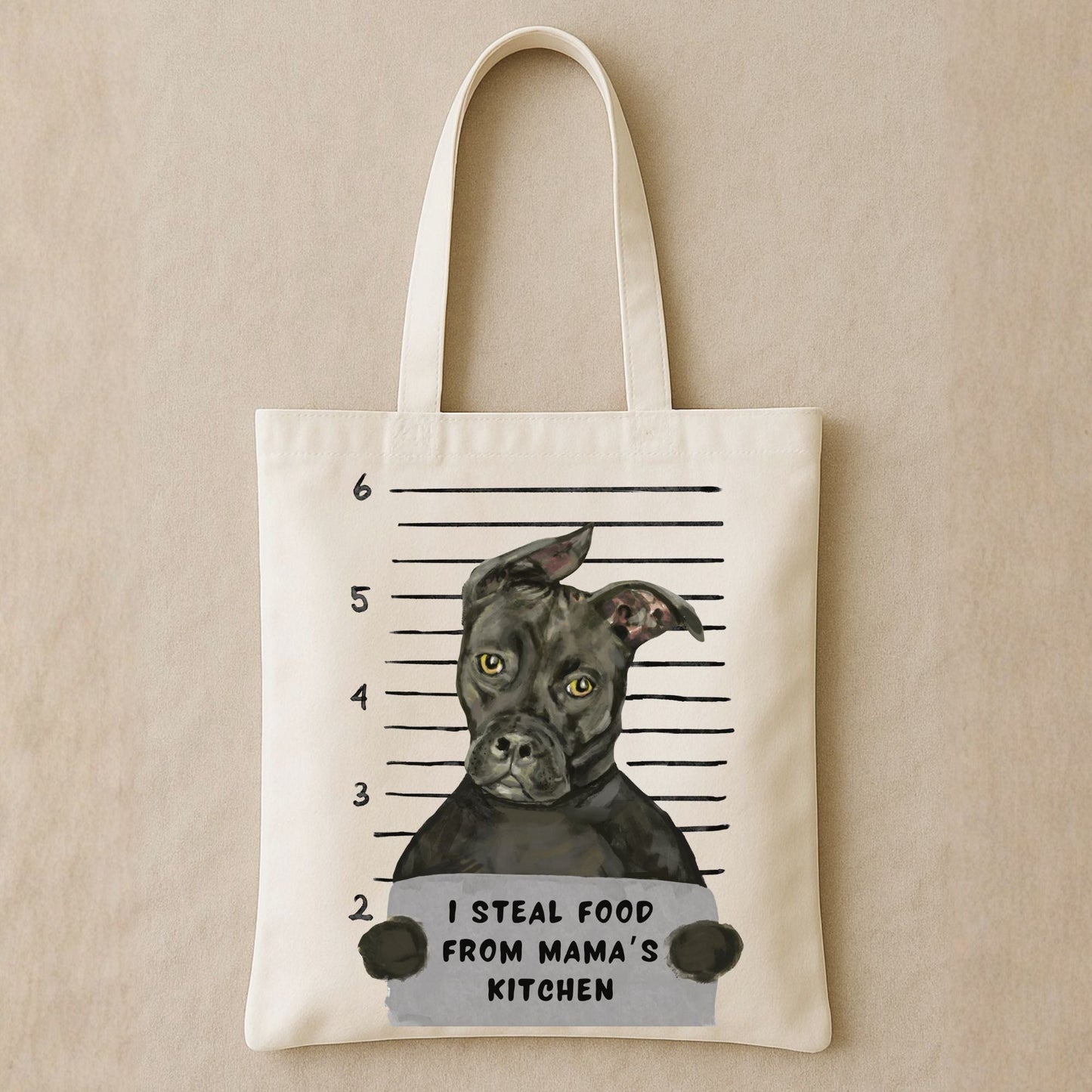 Pitbull Mugshot Tote Bag - MerikaArt