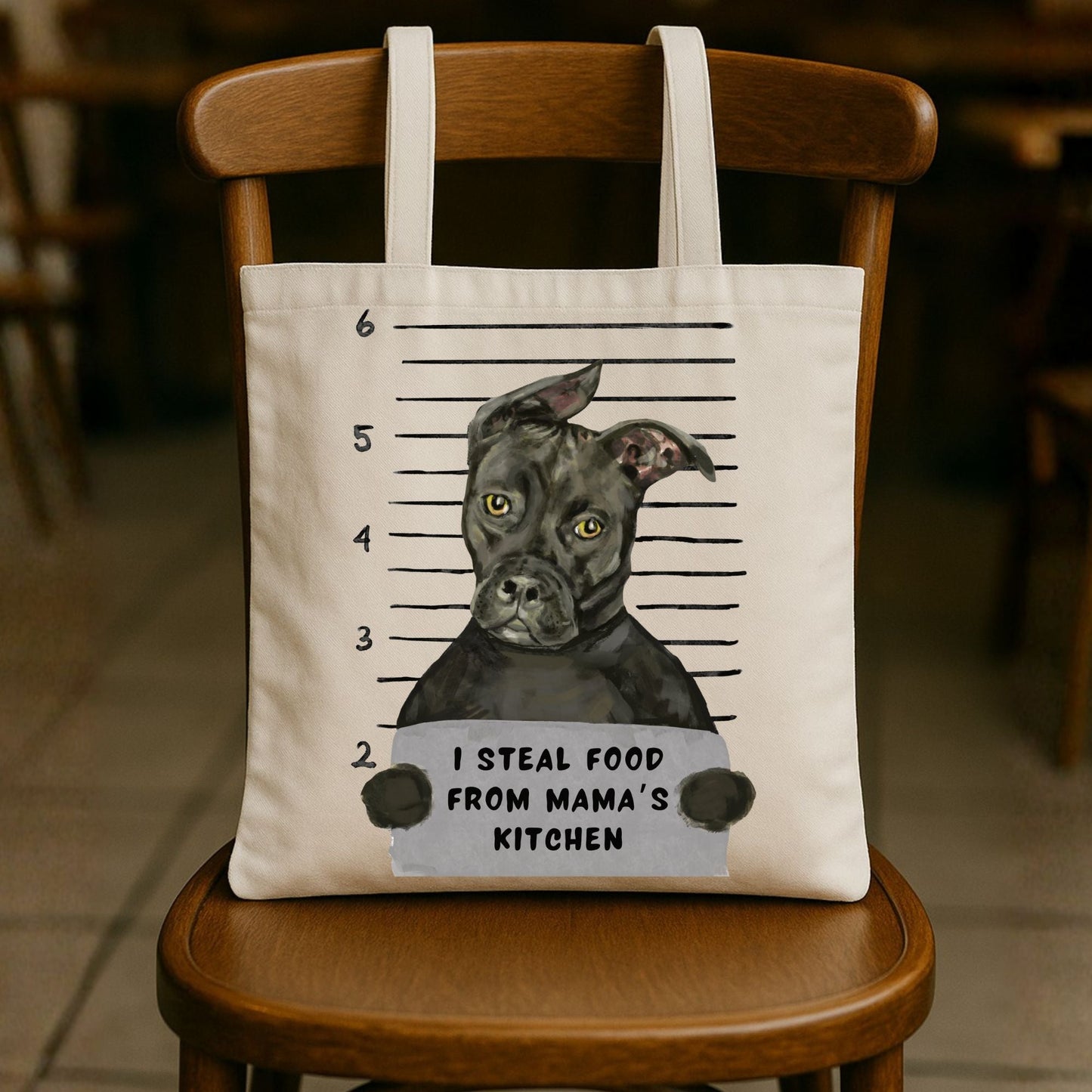 Pitbull Mugshot Tote Bag - MerikaArt