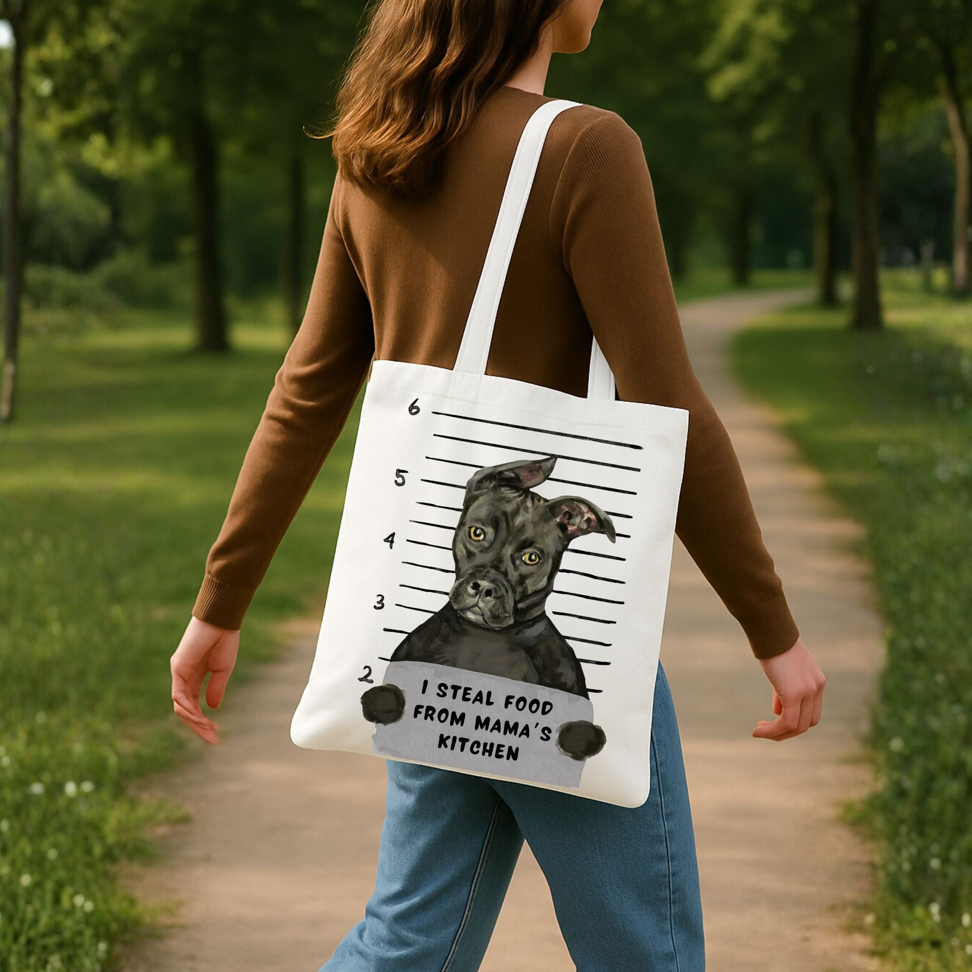 Pitbull Mugshot Tote Bag - MerikaArt