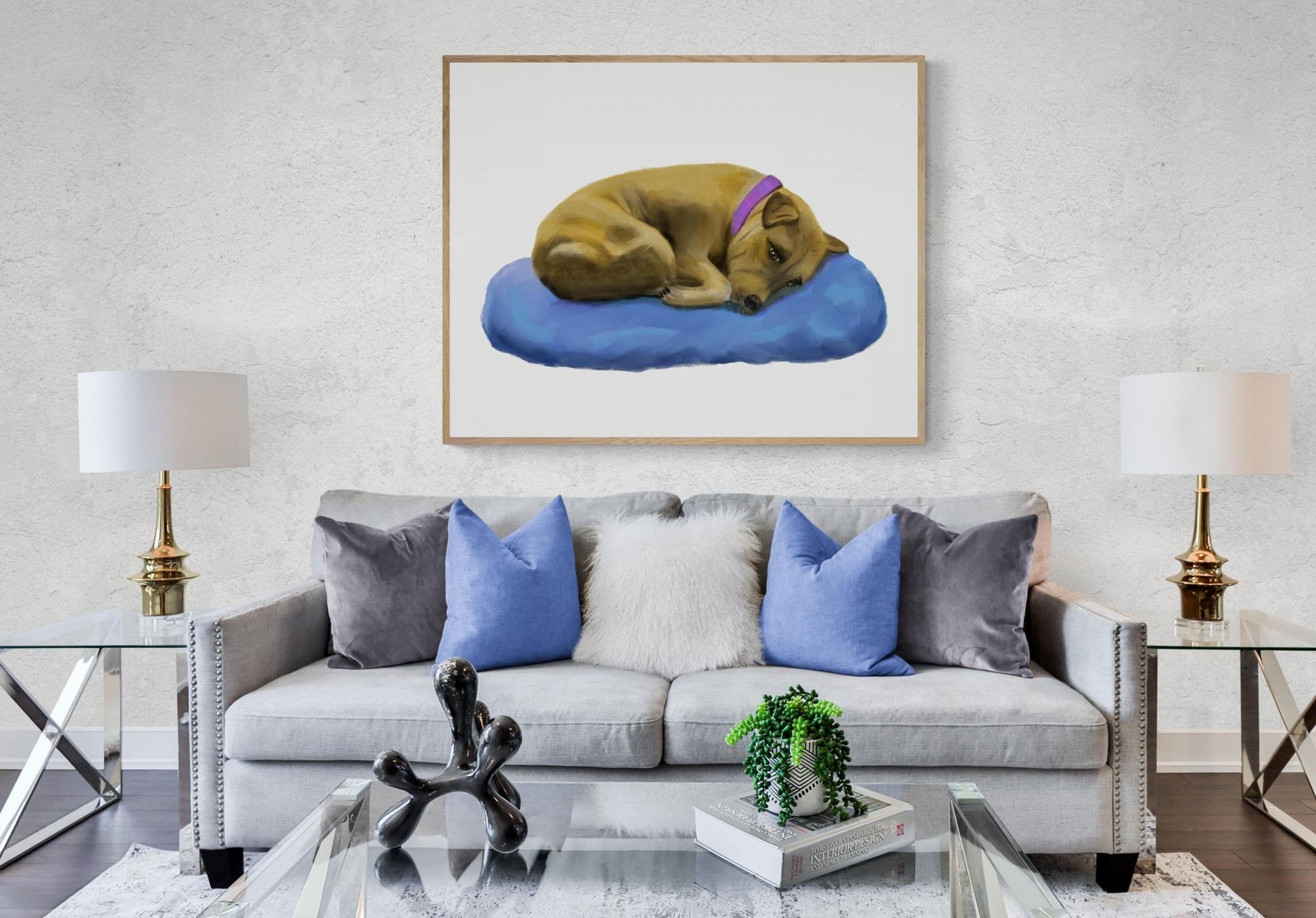 Pitbull Print, Pit Bull Painting, Dog Portrait, Doggy Memorial, Sleeping Puppy Wall Art, Bedroom Wall Print, Home Decor, Kids Wall Art - MerikaArt