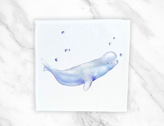 Playful Beluga Whale Washcloth - MerikaArt