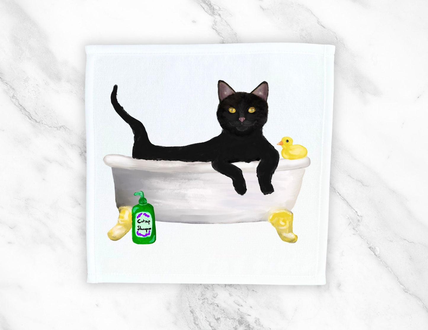 Playful Black Cat Bubble Bath Washcloth – Adorable Gift for Cat Lovers - MerikaArt