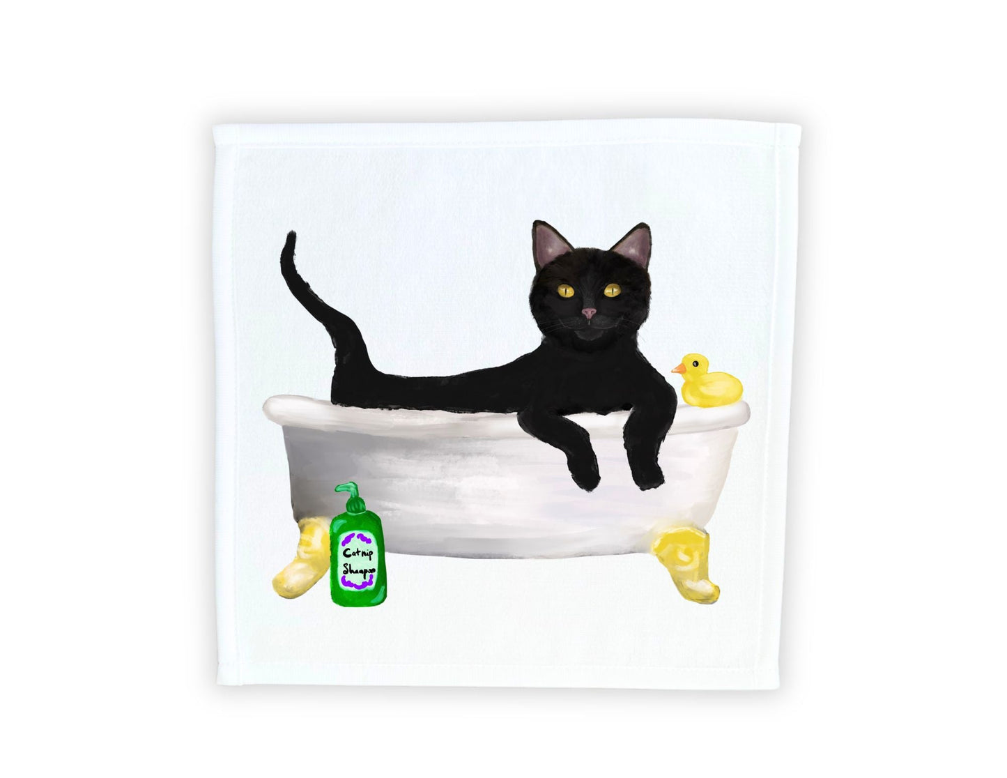 Playful Black Cat Bubble Bath Washcloth – Adorable Gift for Cat Lovers - MerikaArt