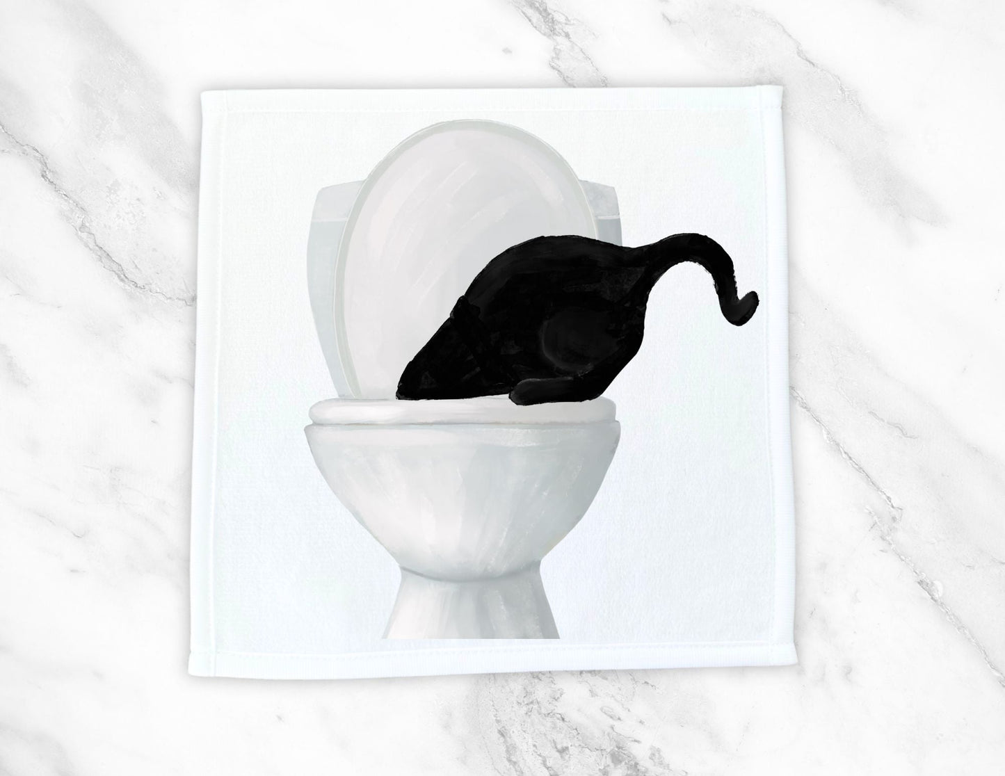 Playful Black Cat Toilet Washcloth – Quirky and Fun Gift - MerikaArt