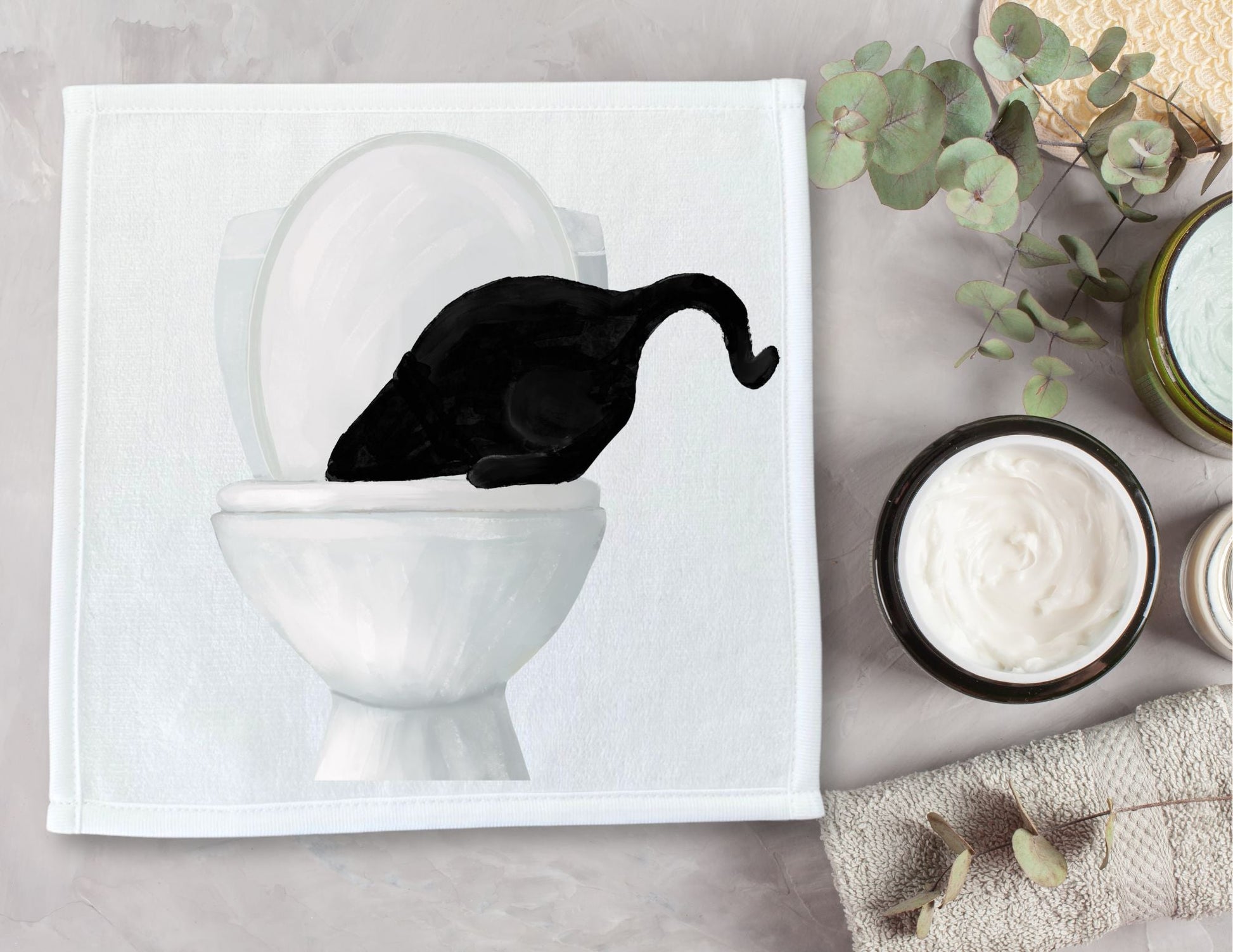 Playful Black Cat Toilet Washcloth – Quirky and Fun Gift - MerikaArt