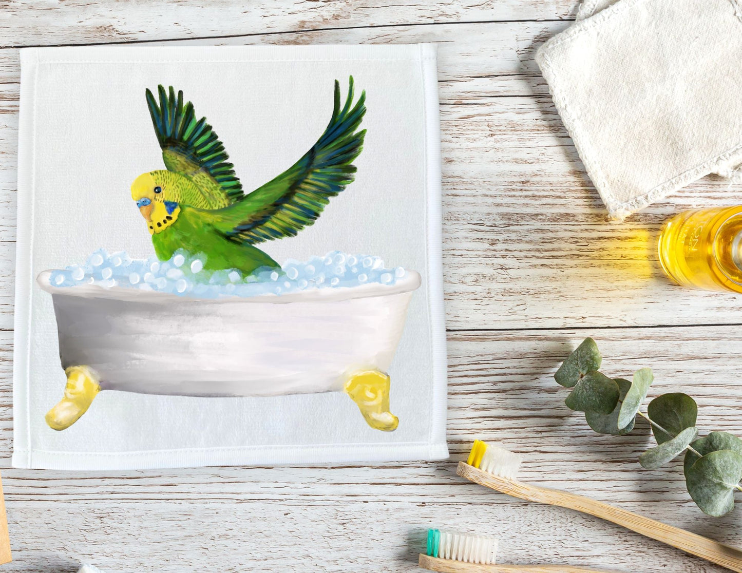 Playful Budgie Bath Washcloth – A Fun Touch for Bird Lovers - MerikaArt