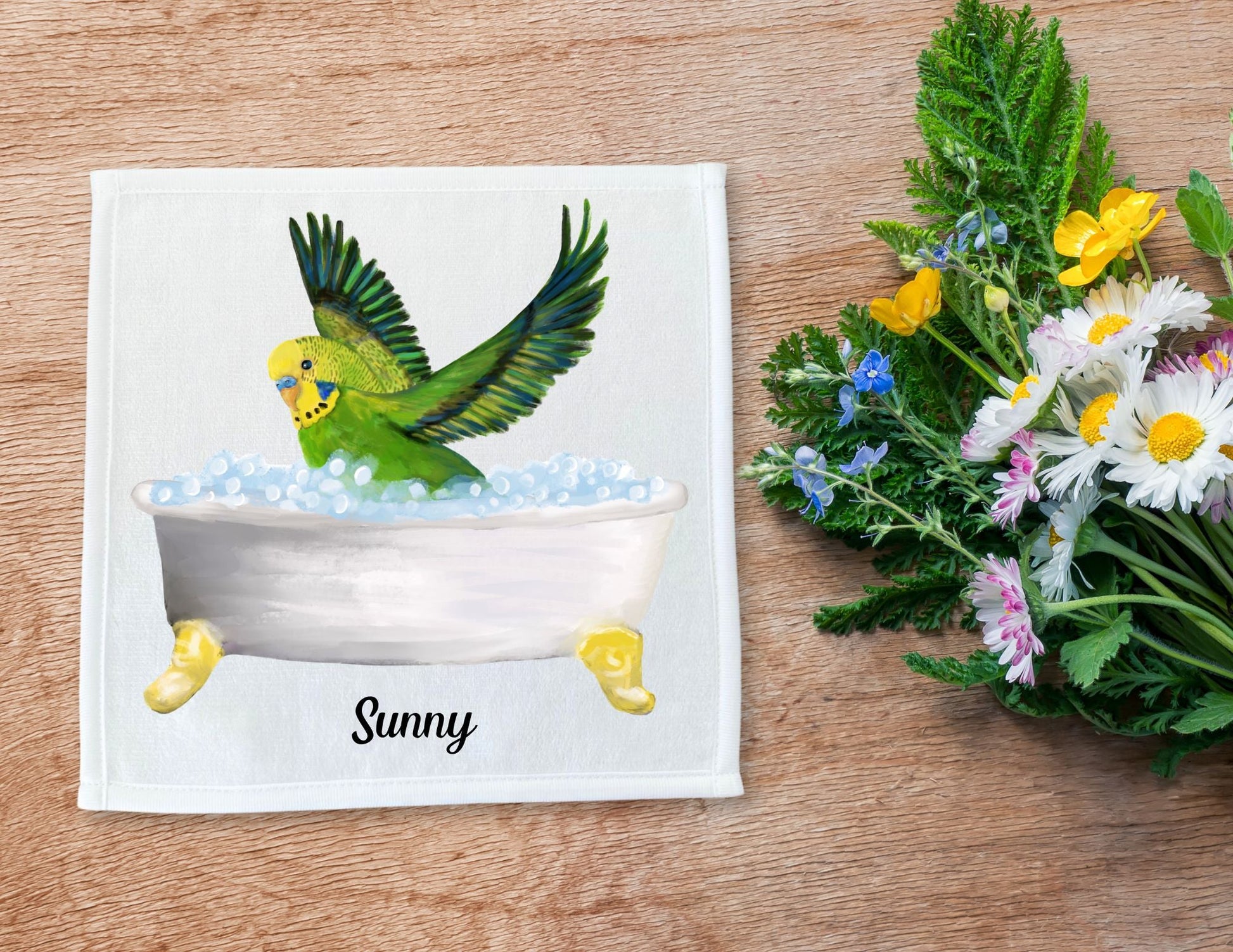 Playful Budgie Bath Washcloth – A Fun Touch for Bird Lovers - MerikaArt