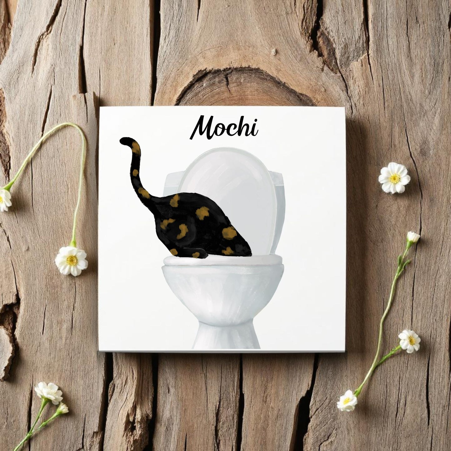 Playful Cat Ceramic Tile – Handcrafted Cat Lover Decor - MerikaArt