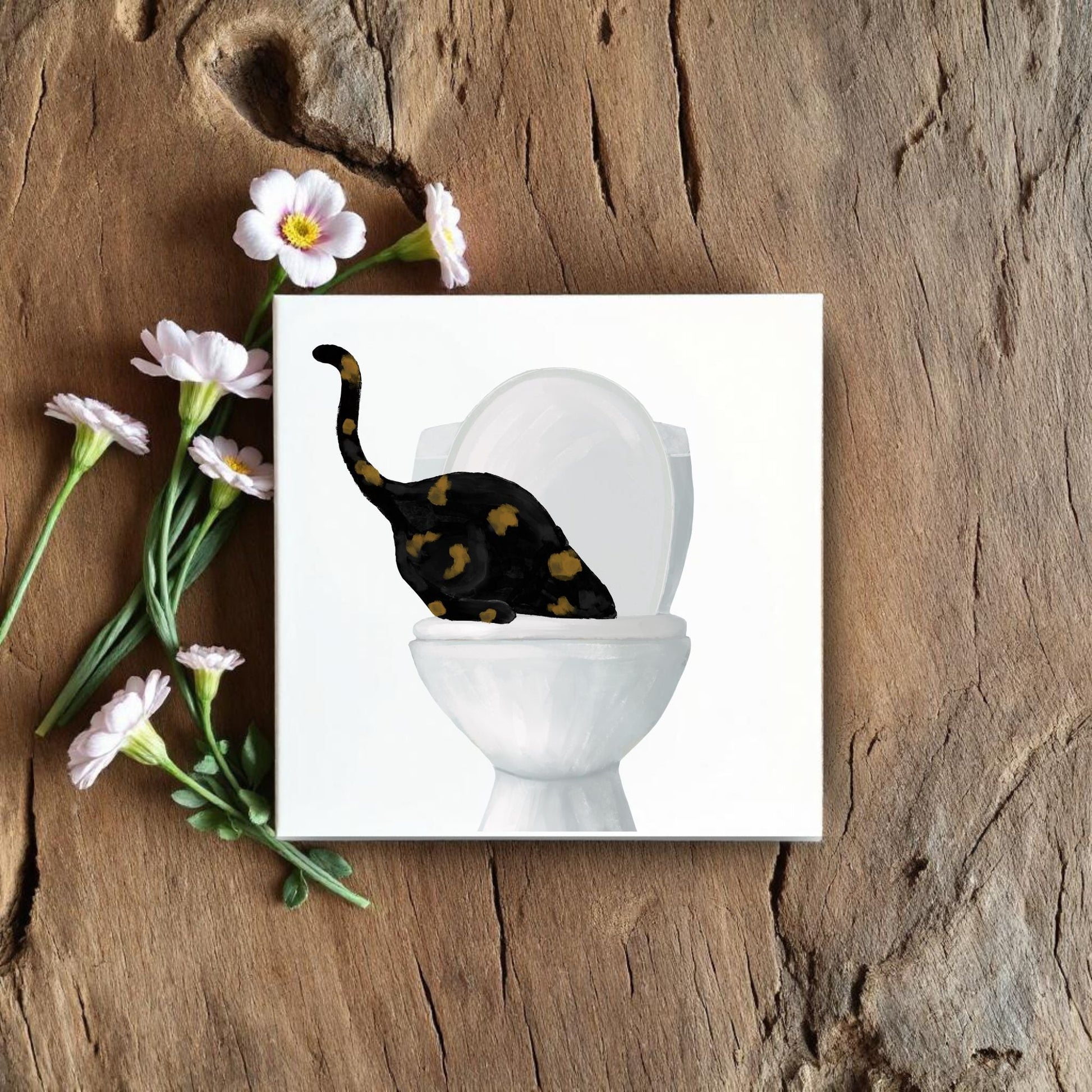 Playful Cat Ceramic Tile – Handcrafted Cat Lover Decor - MerikaArt