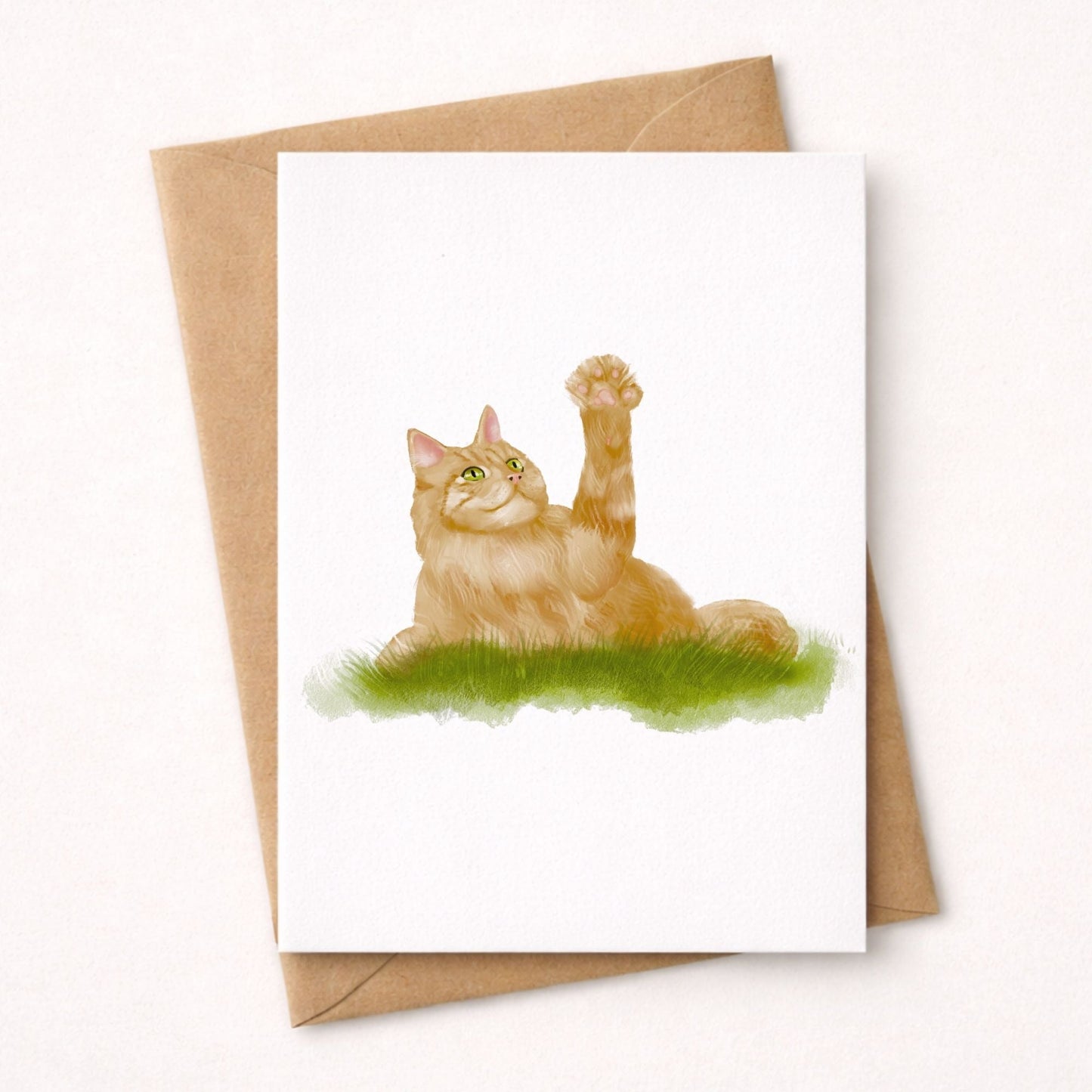 Playful Ginger Cat Postcard - MerikaArt