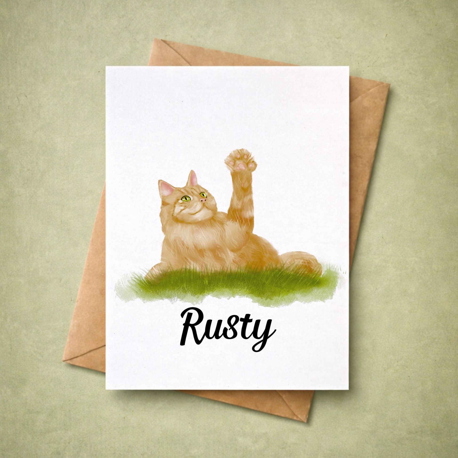 Playful Ginger Cat Postcard - MerikaArt