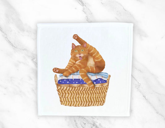 Playful Ginger Cat Washcloth – Perfect for Cat Lovers - MerikaArt