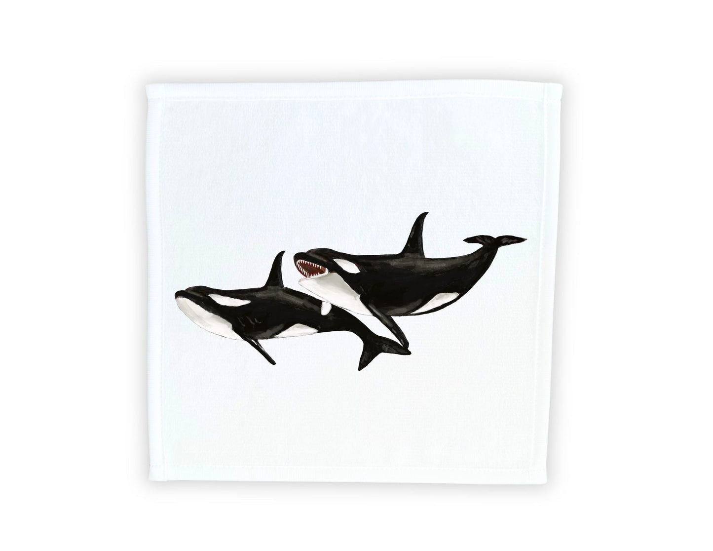 Playful Orcas Washcloth - MerikaArt