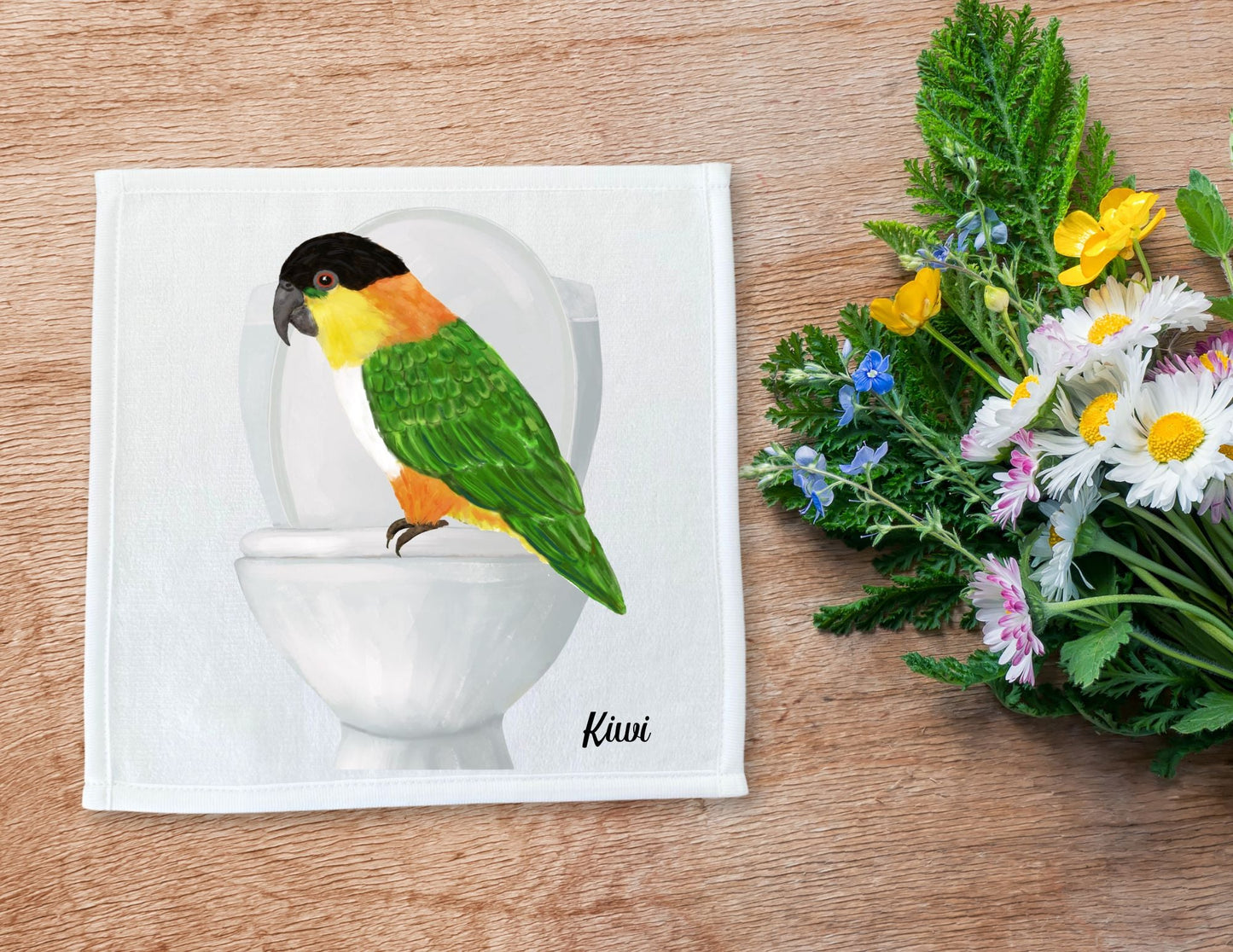 Playful Parrot Toilet Washcloth – Vibrant Gift for Bird Lovers - MerikaArt