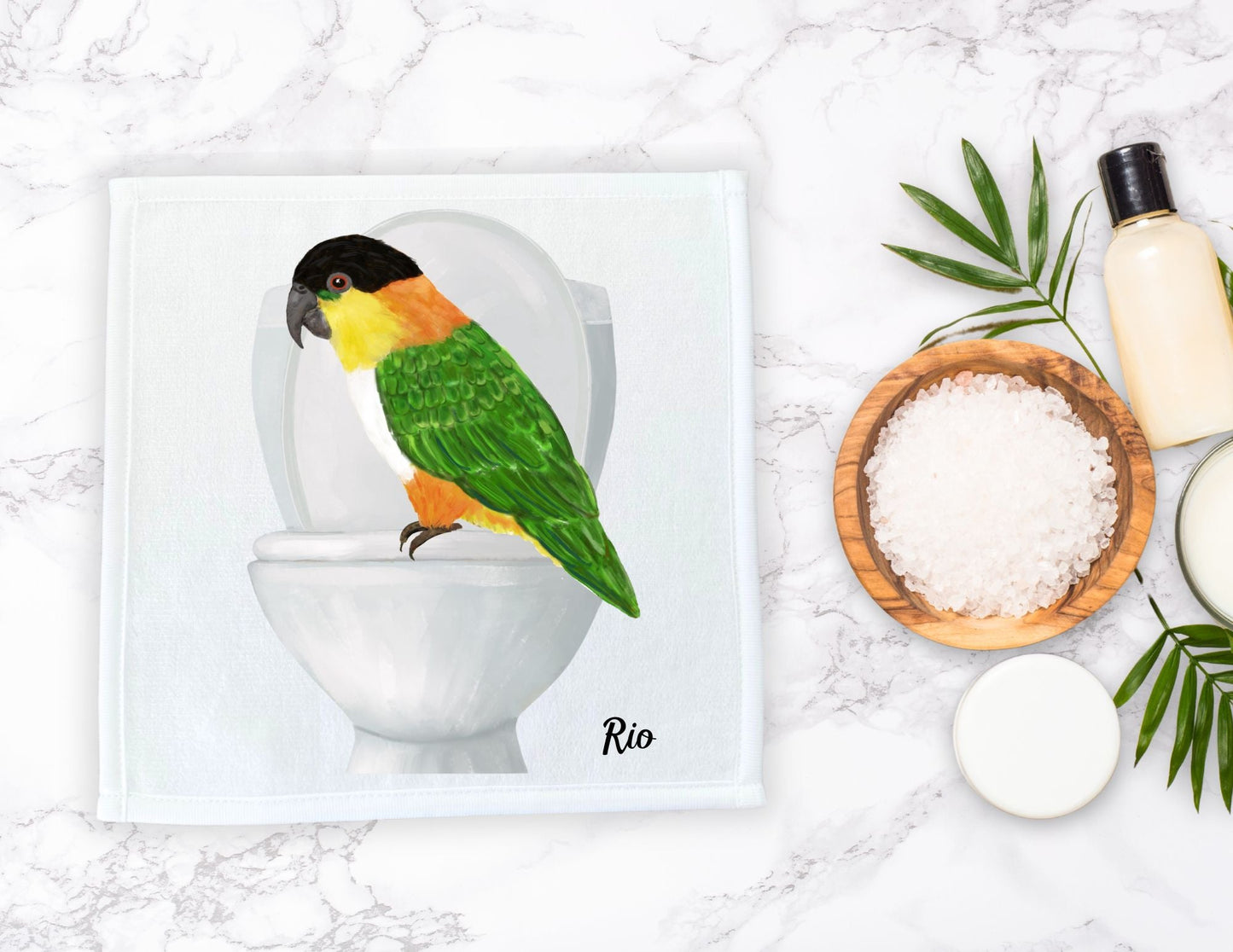 Playful Parrot Toilet Washcloth – Vibrant Gift for Bird Lovers - MerikaArt