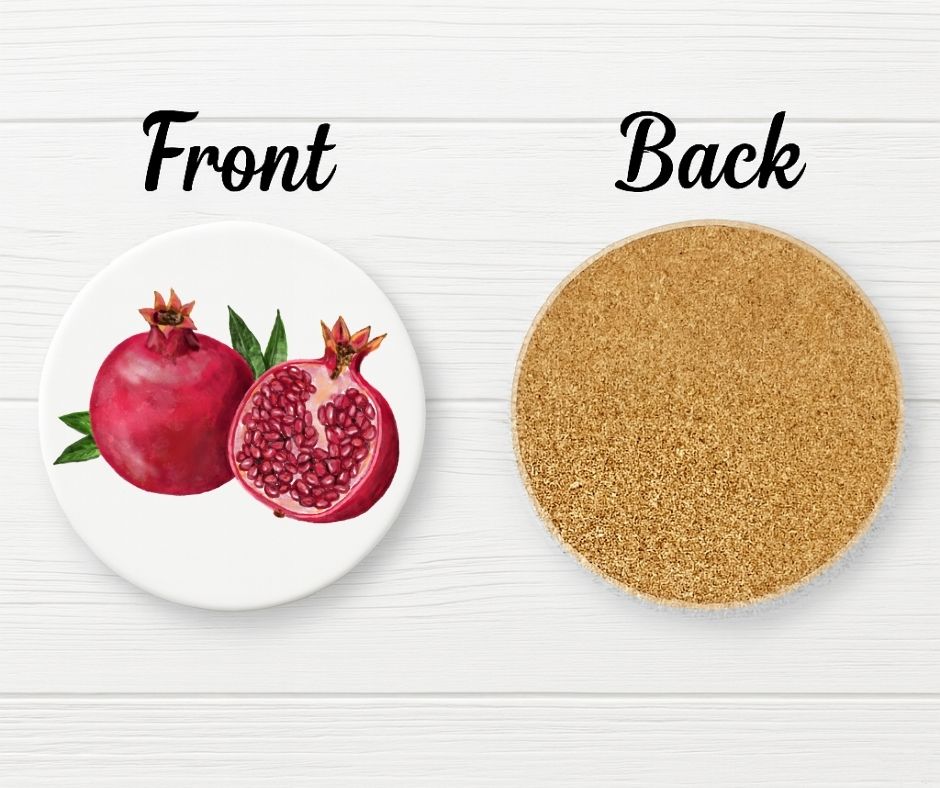 Pomegranate Ceramic Coaster - MerikaArt