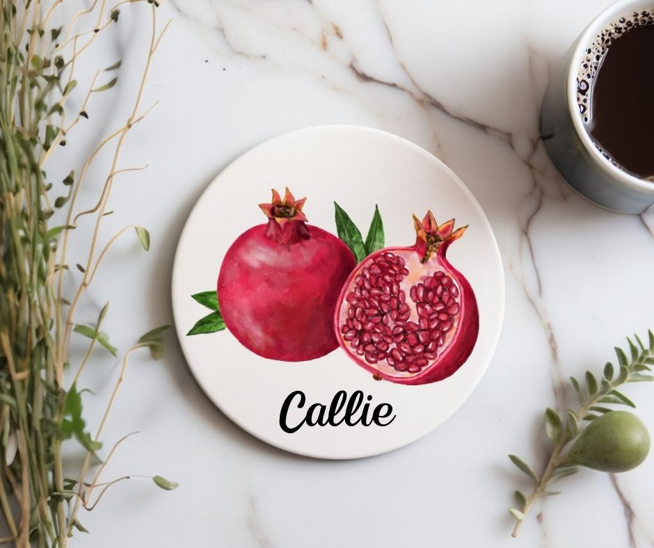 Pomegranate Ceramic Coaster - MerikaArt