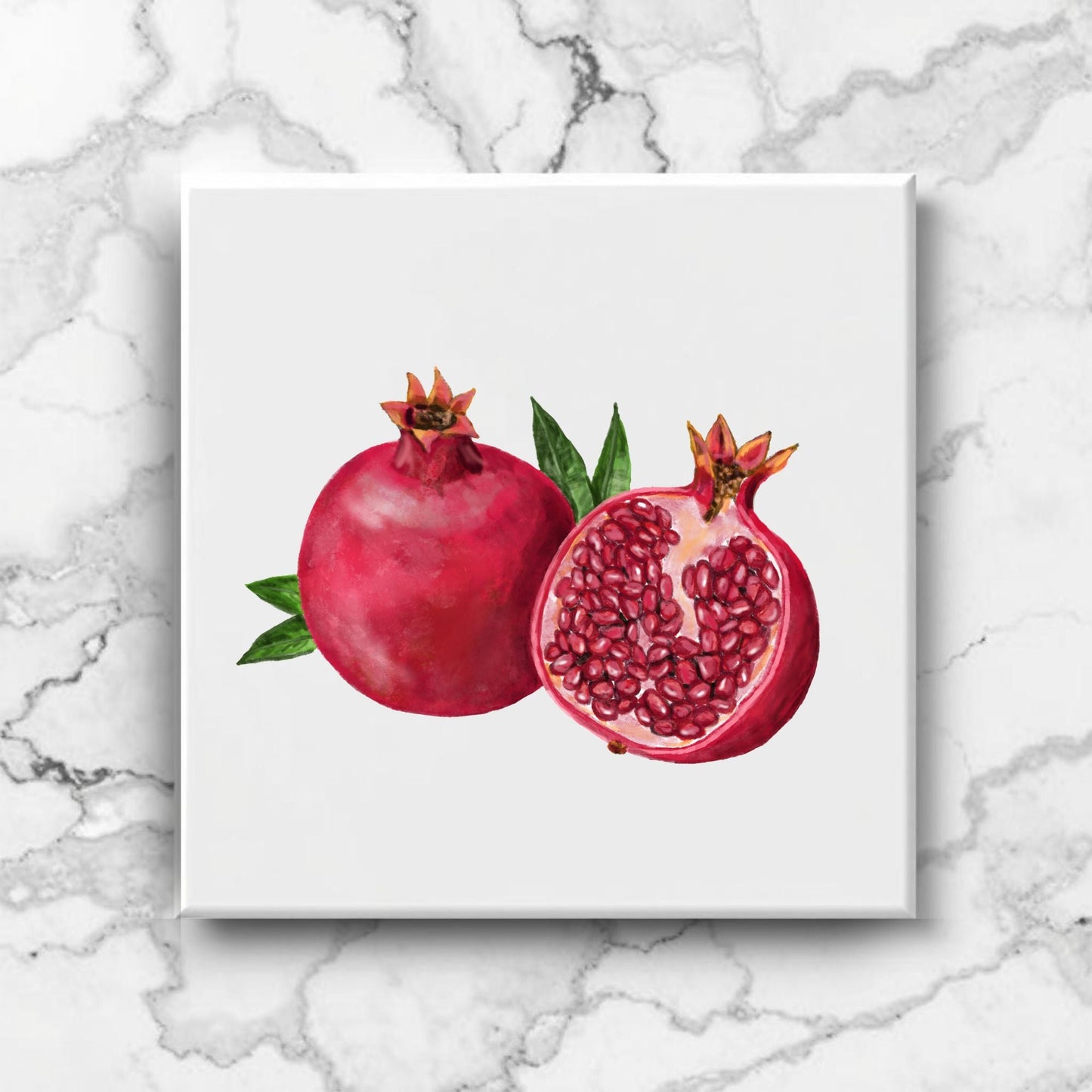 Pomegranate Ceramic Tile – Handcrafted Kitchen Decor - MerikaArt