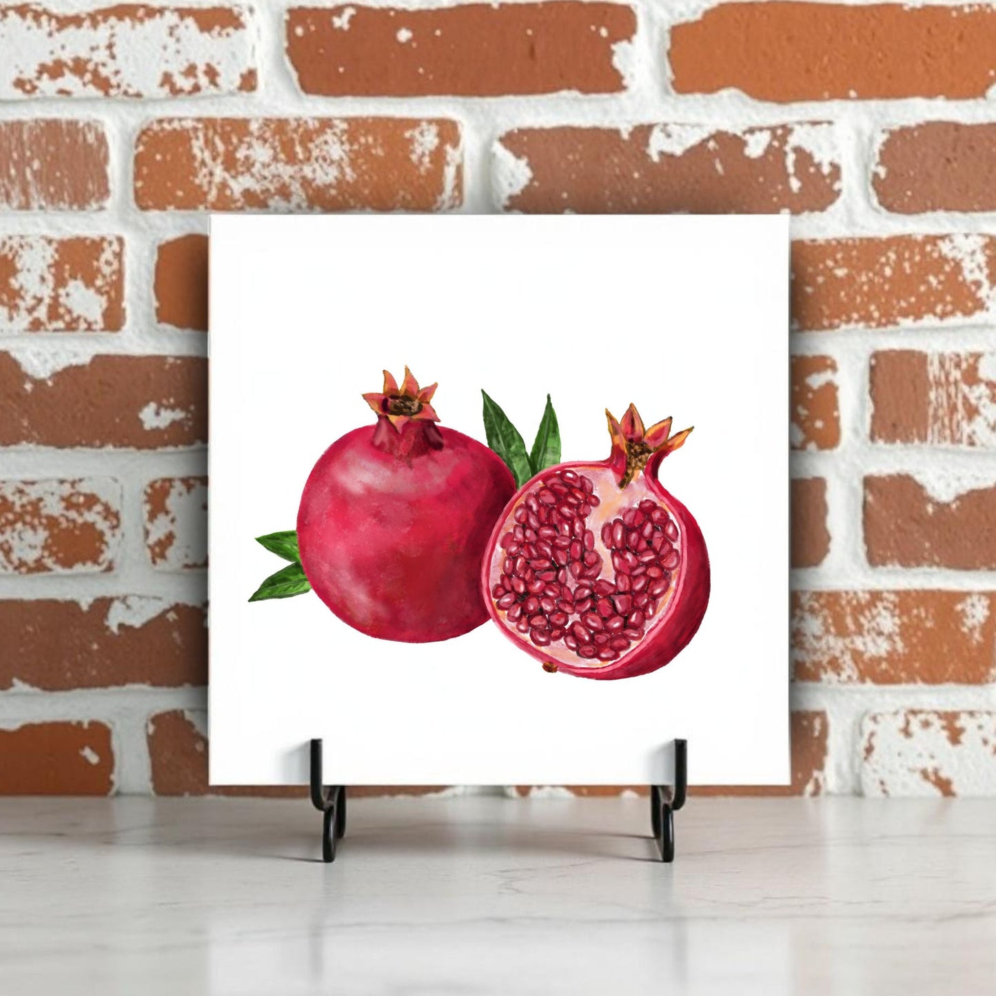 Pomegranate Ceramic Tile – Handcrafted Kitchen Decor - MerikaArt