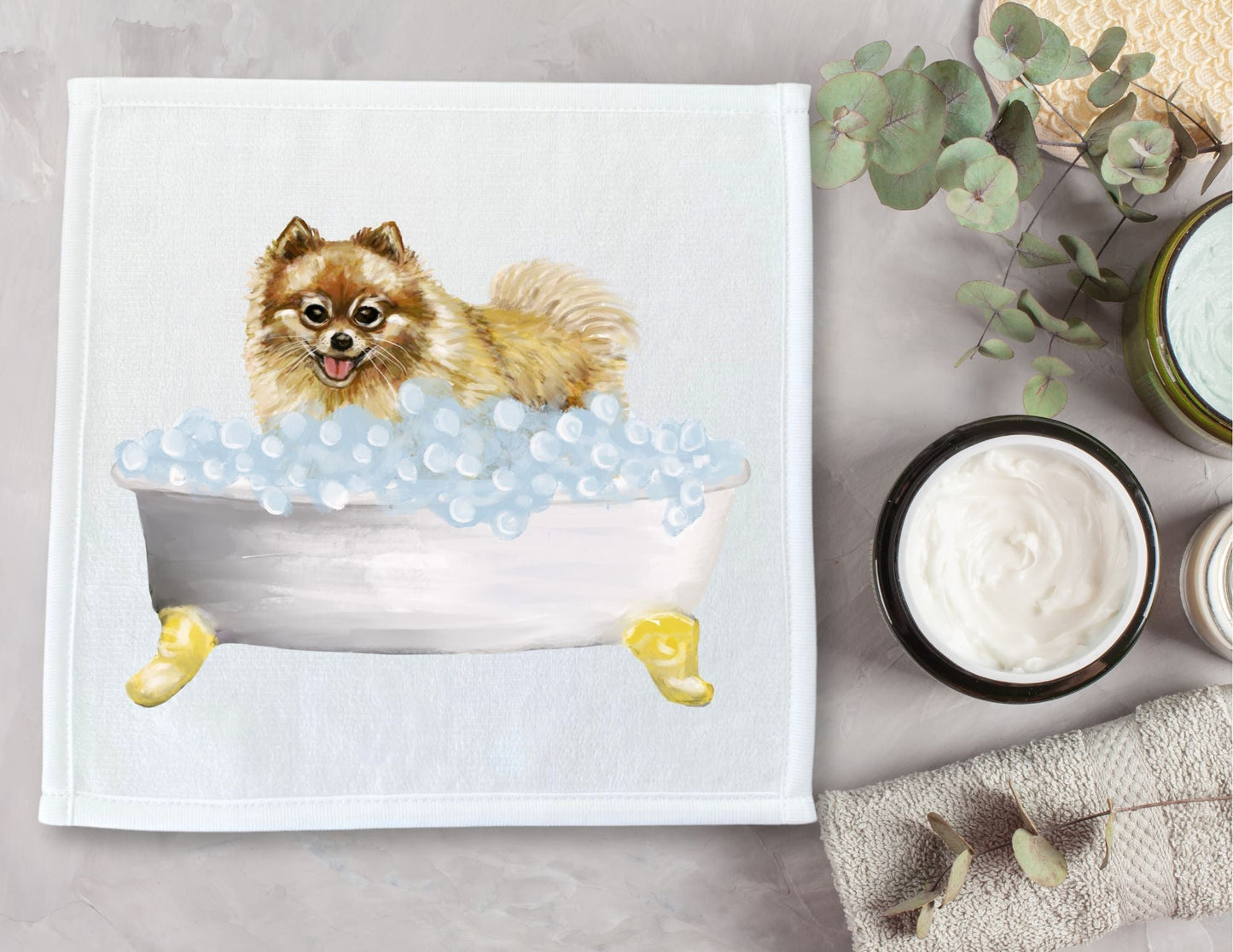 Pomeranian Bath Washcloth - MerikaArt