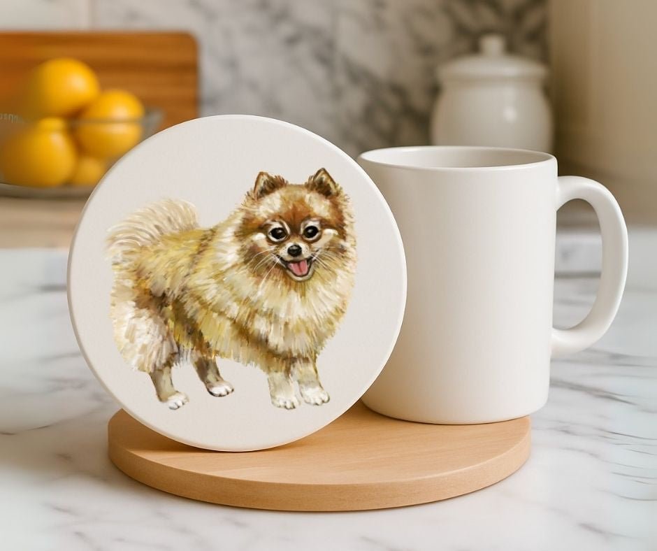 Pomeranian Ceramic Coaster - MerikaArt