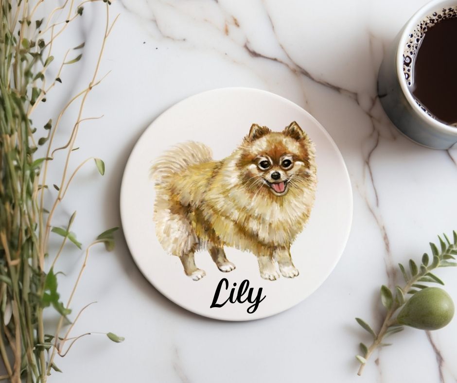 Pomeranian Ceramic Coaster - MerikaArt