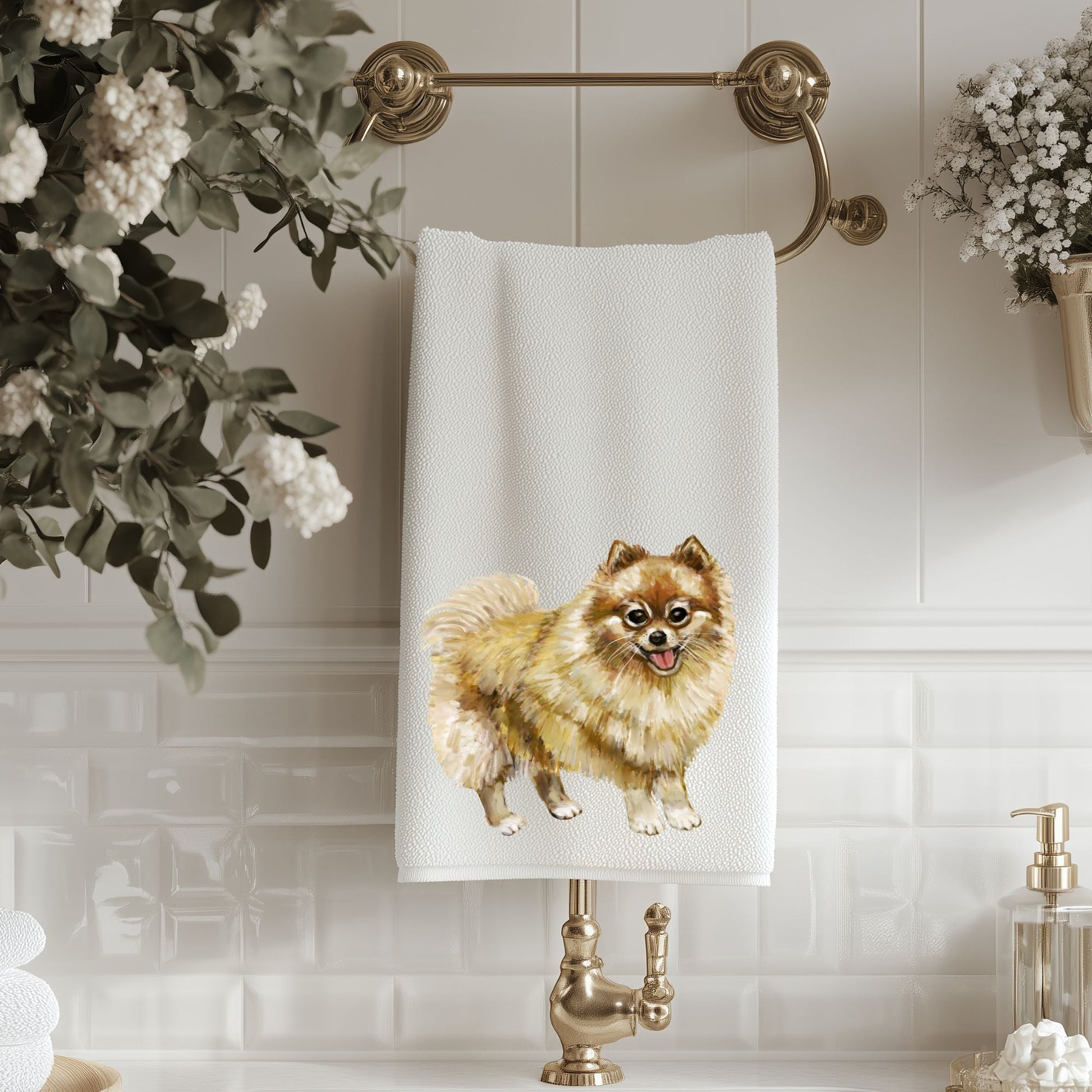 Pomeranian Dog Bathroom Towel - MerikaArt