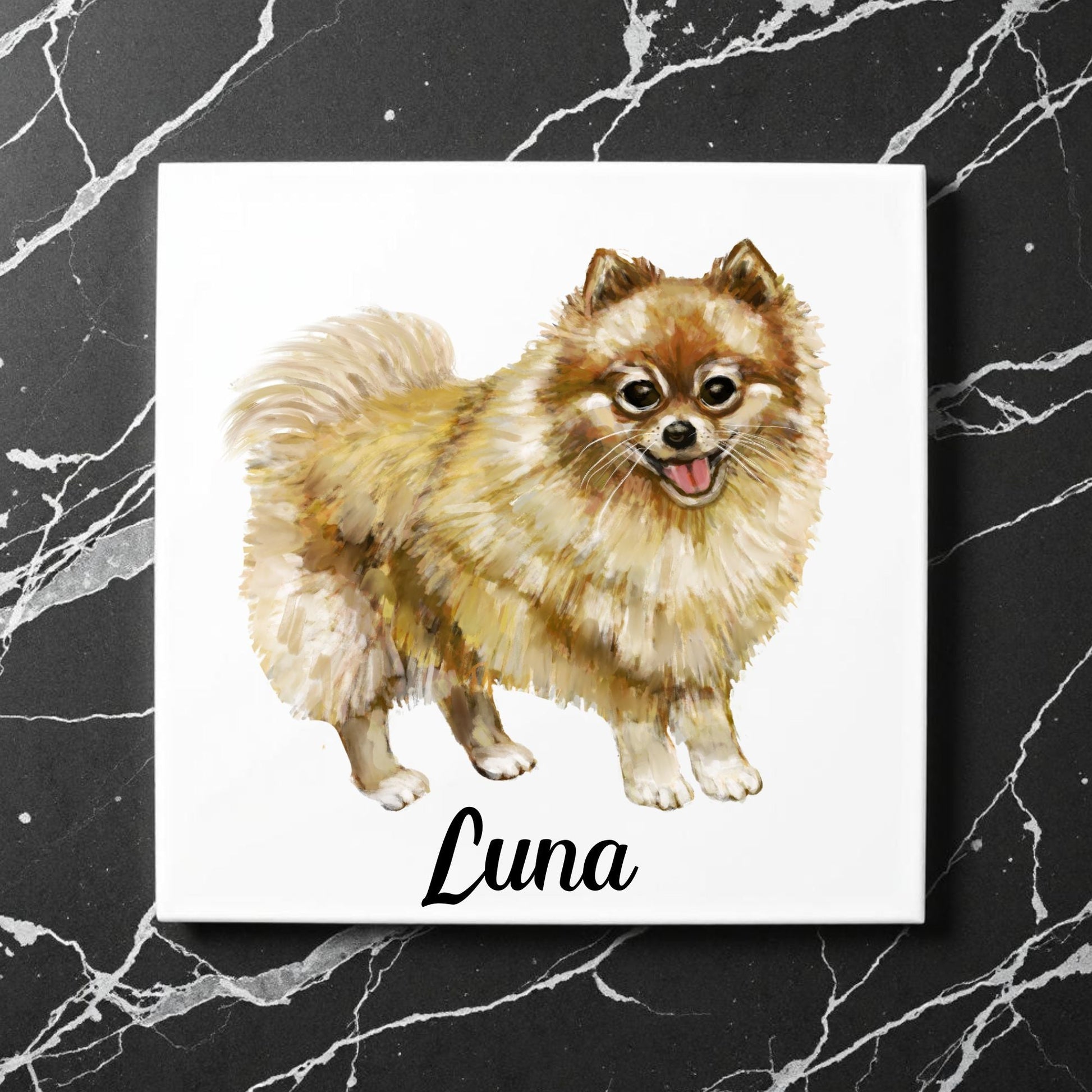 Pomeranian Dog Ceramic Tile - MerikaArt