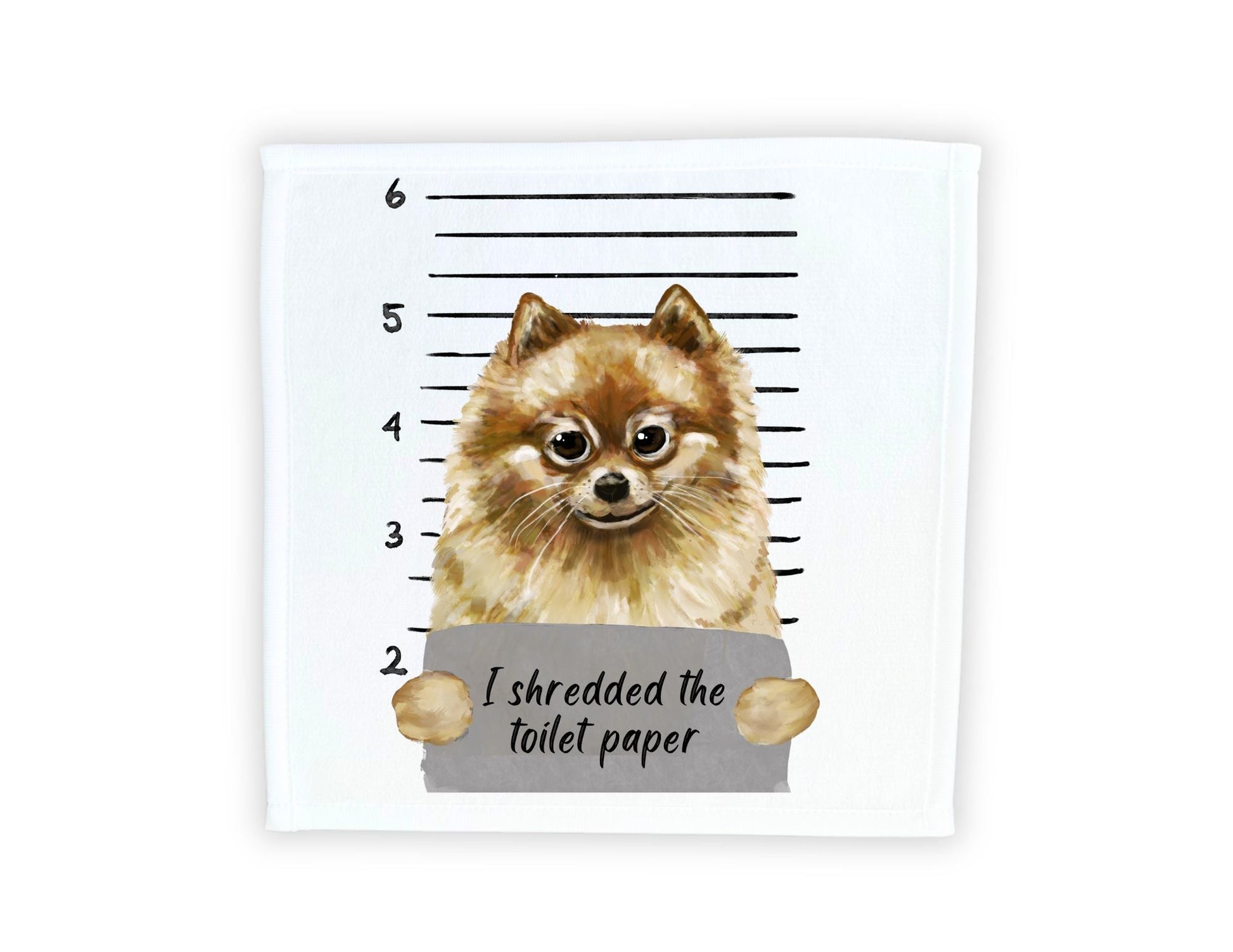 Pomeranian Mugshot Washcloth - MerikaArt