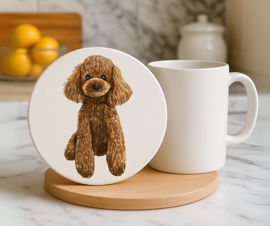Poodle Ceramic Coaster - MerikaArt