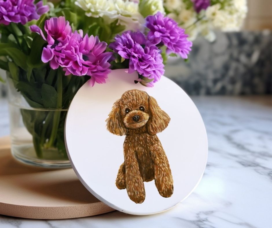 Poodle Ceramic Coaster - MerikaArt