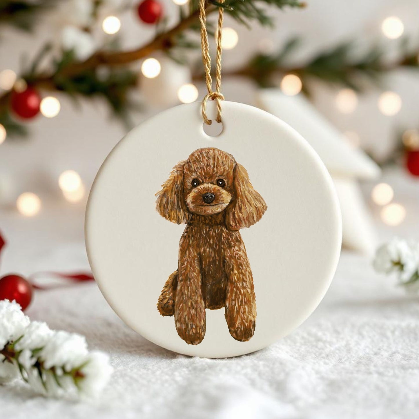 Poodle Ceramic Ornament - MerikaArt