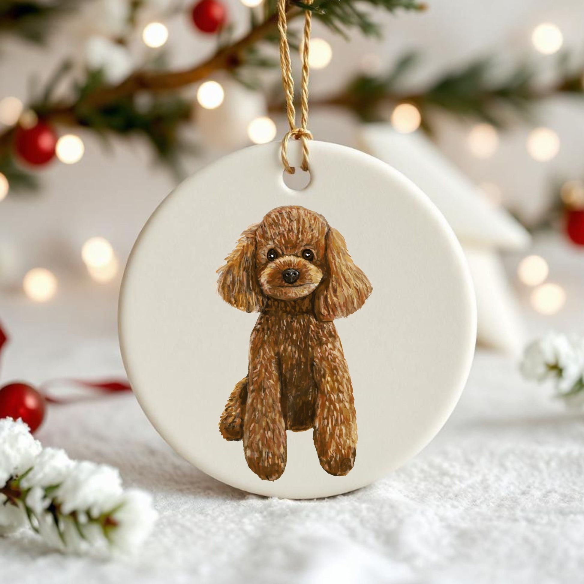 Poodle Ceramic Ornament - MerikaArt