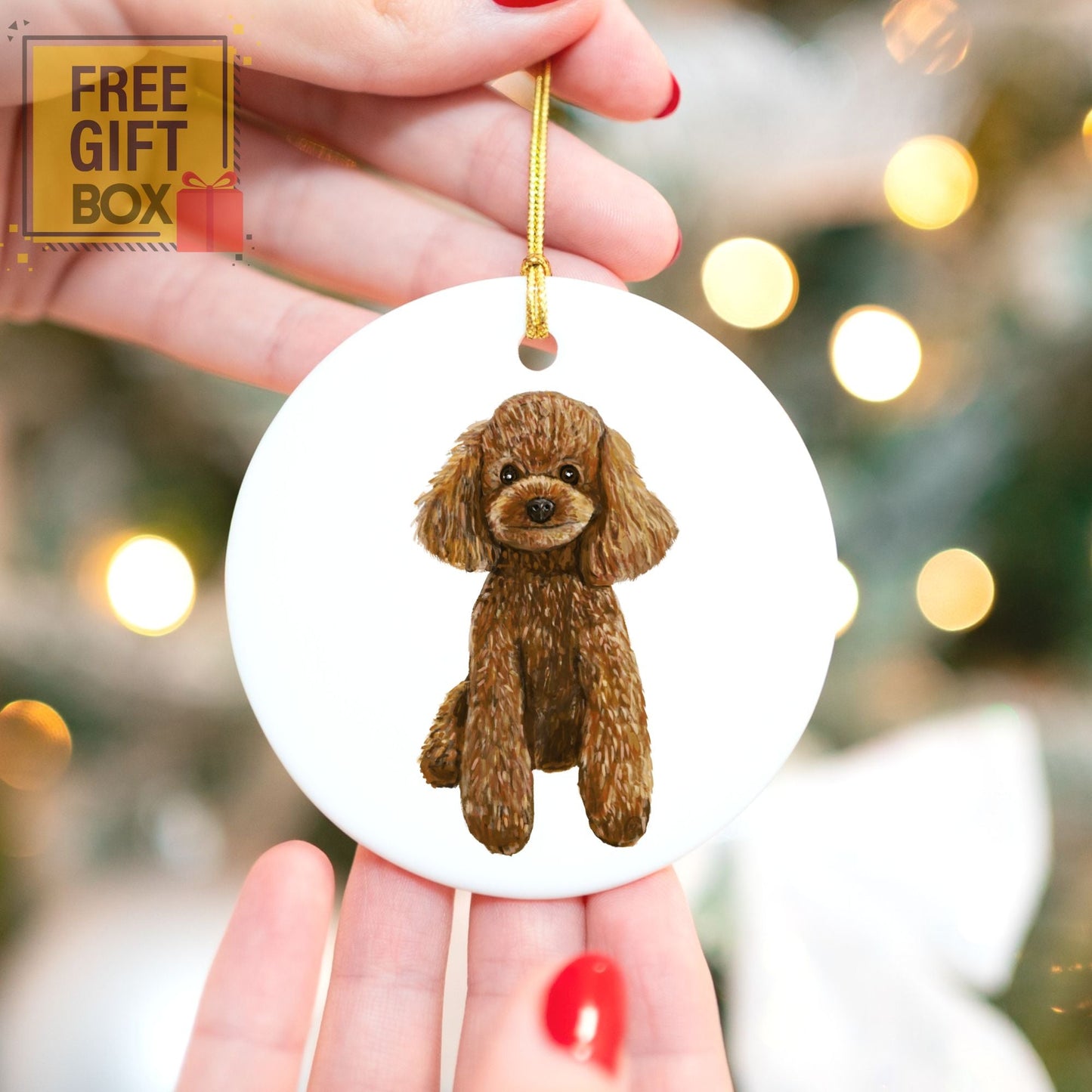 Poodle Ceramic Ornament - MerikaArt