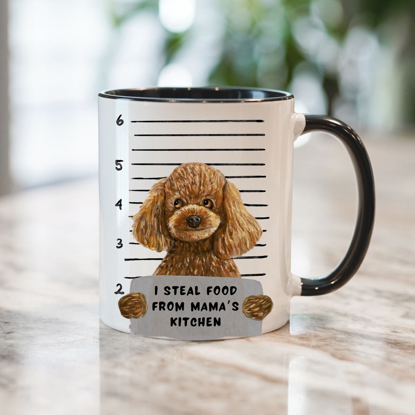 Poodle Dog Mugshot Mug - MerikaArt
