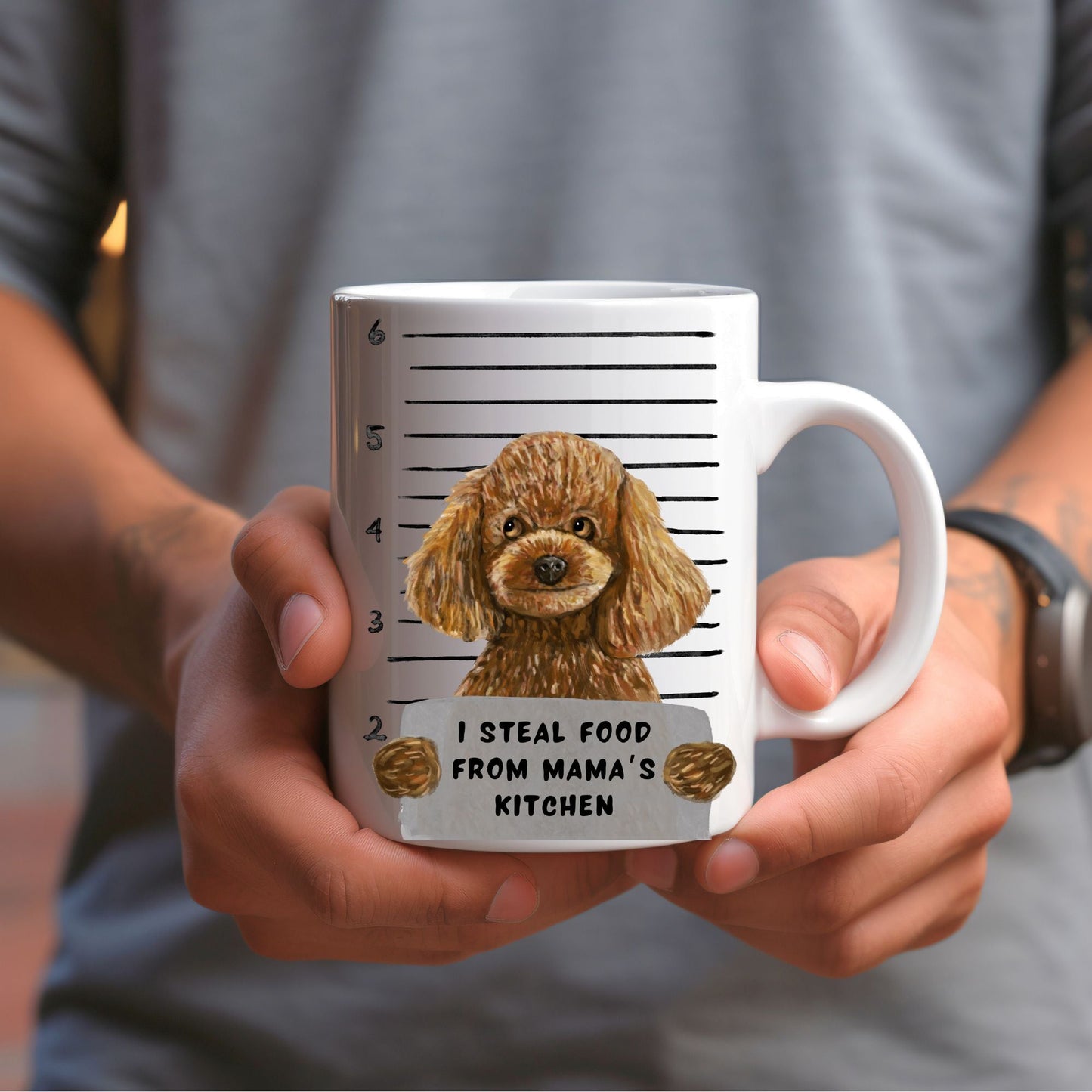 Poodle Dog Mugshot Mug - MerikaArt