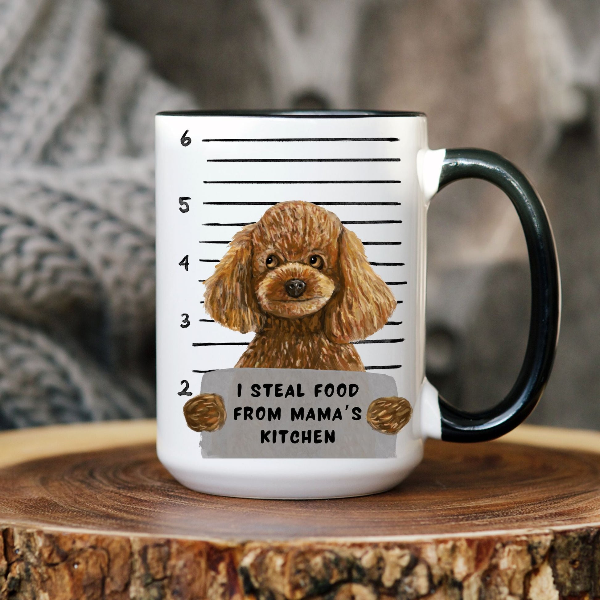 Poodle Dog Mugshot Mug - MerikaArt