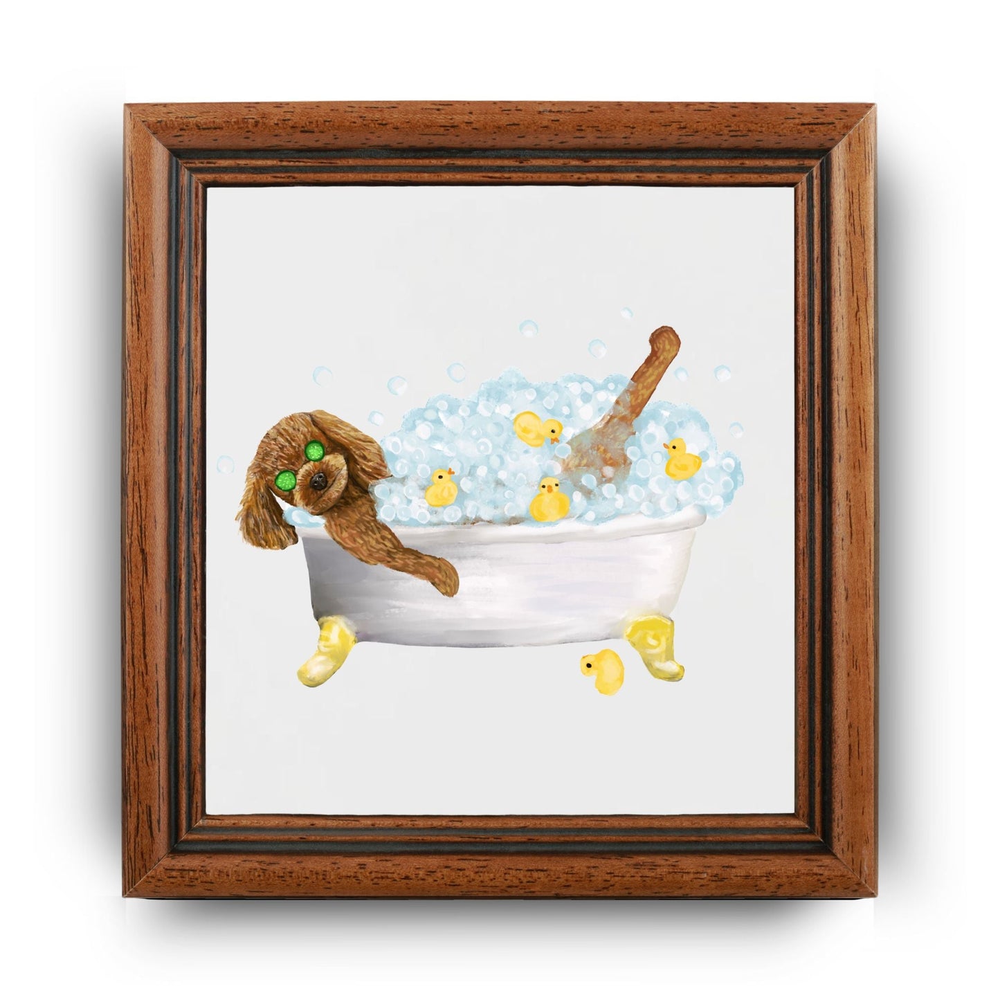 Poodle in Bathtub Ceramic Tile – Handcrafted Whimsical Pet Art Decor - MerikaArt