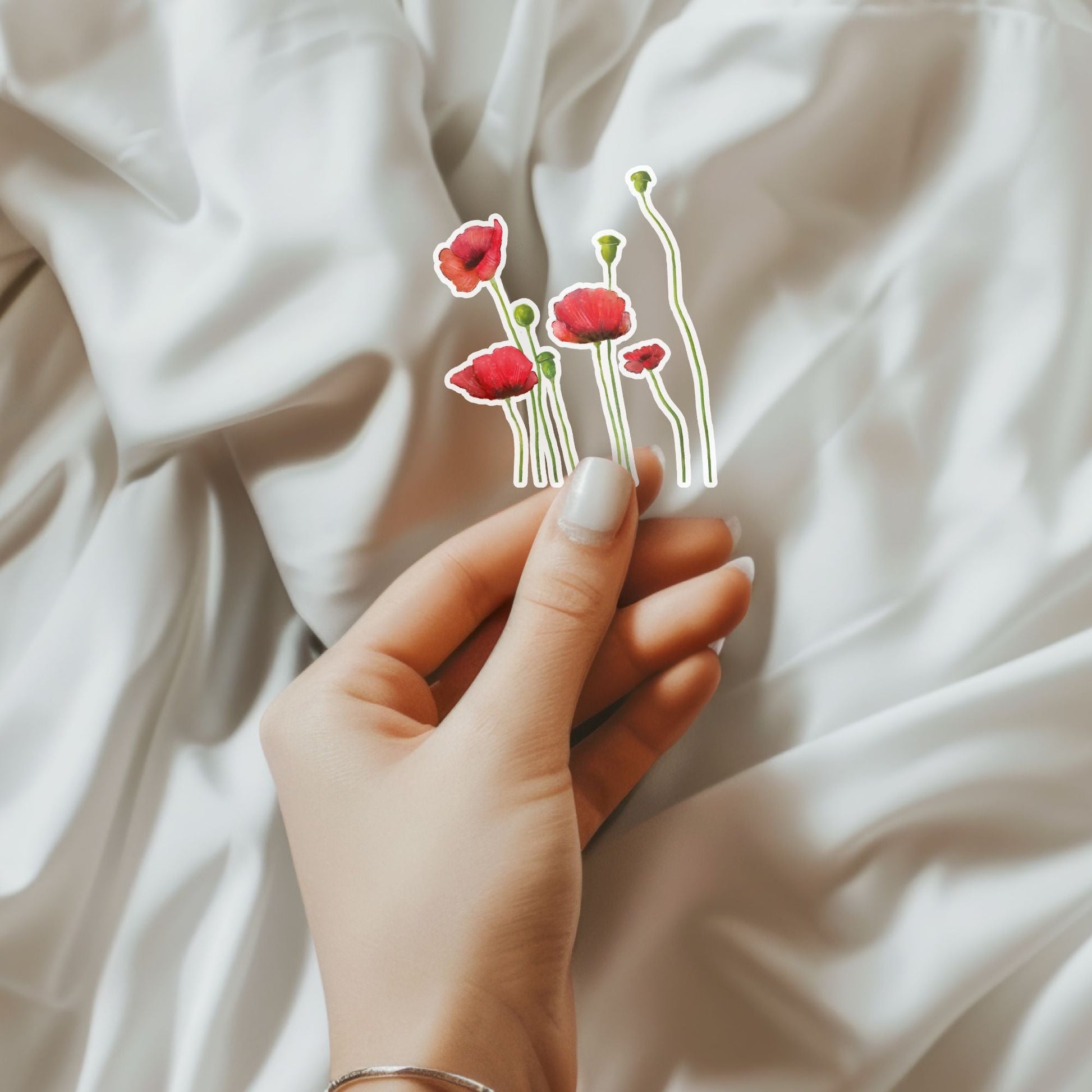 Poppy Flower Vinyl Sticker - MerikaArt