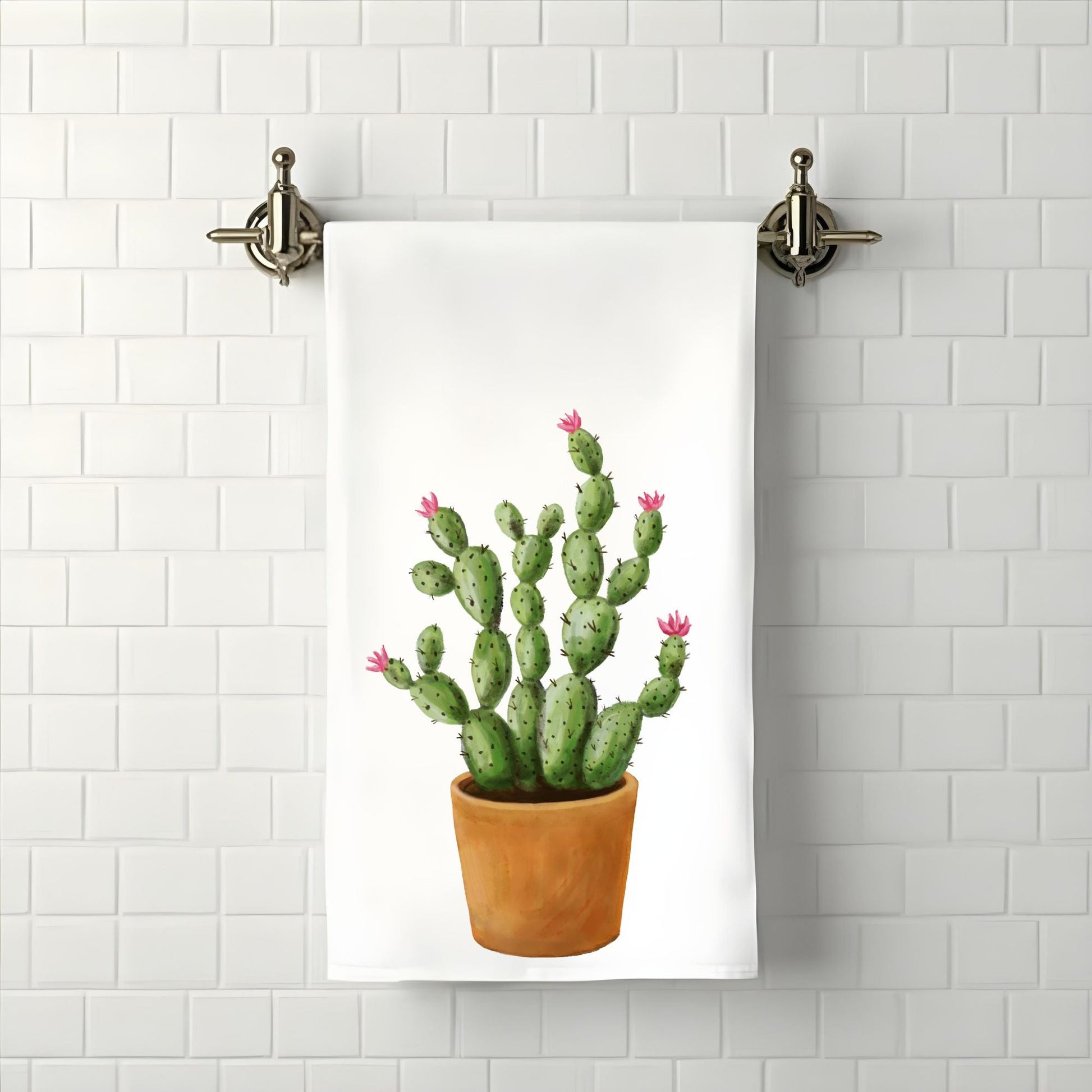 Potted Cactus Bathroom Towel - MerikaArt