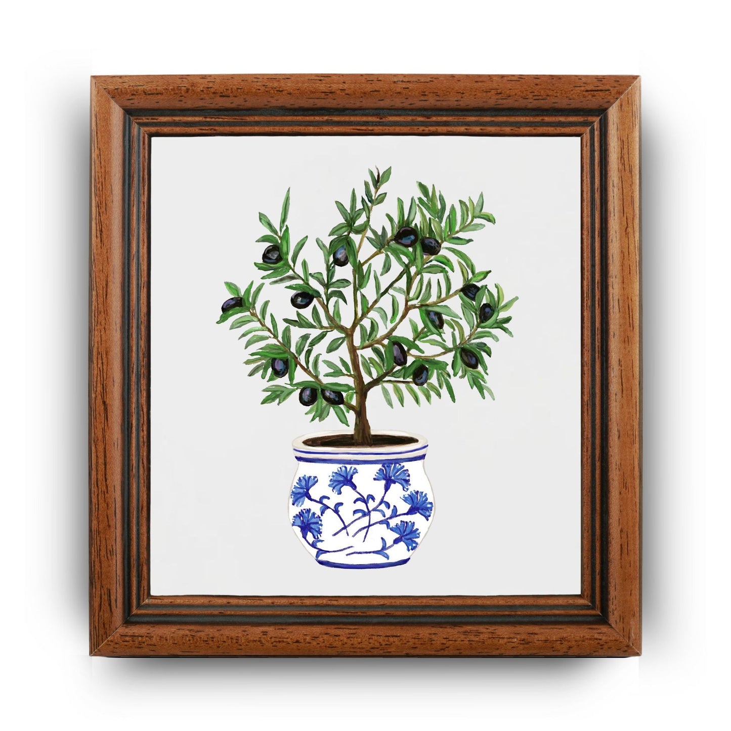 Potted Olive Tree Ceramic Tile – Handcrafted Mediterranean Decor - MerikaArt