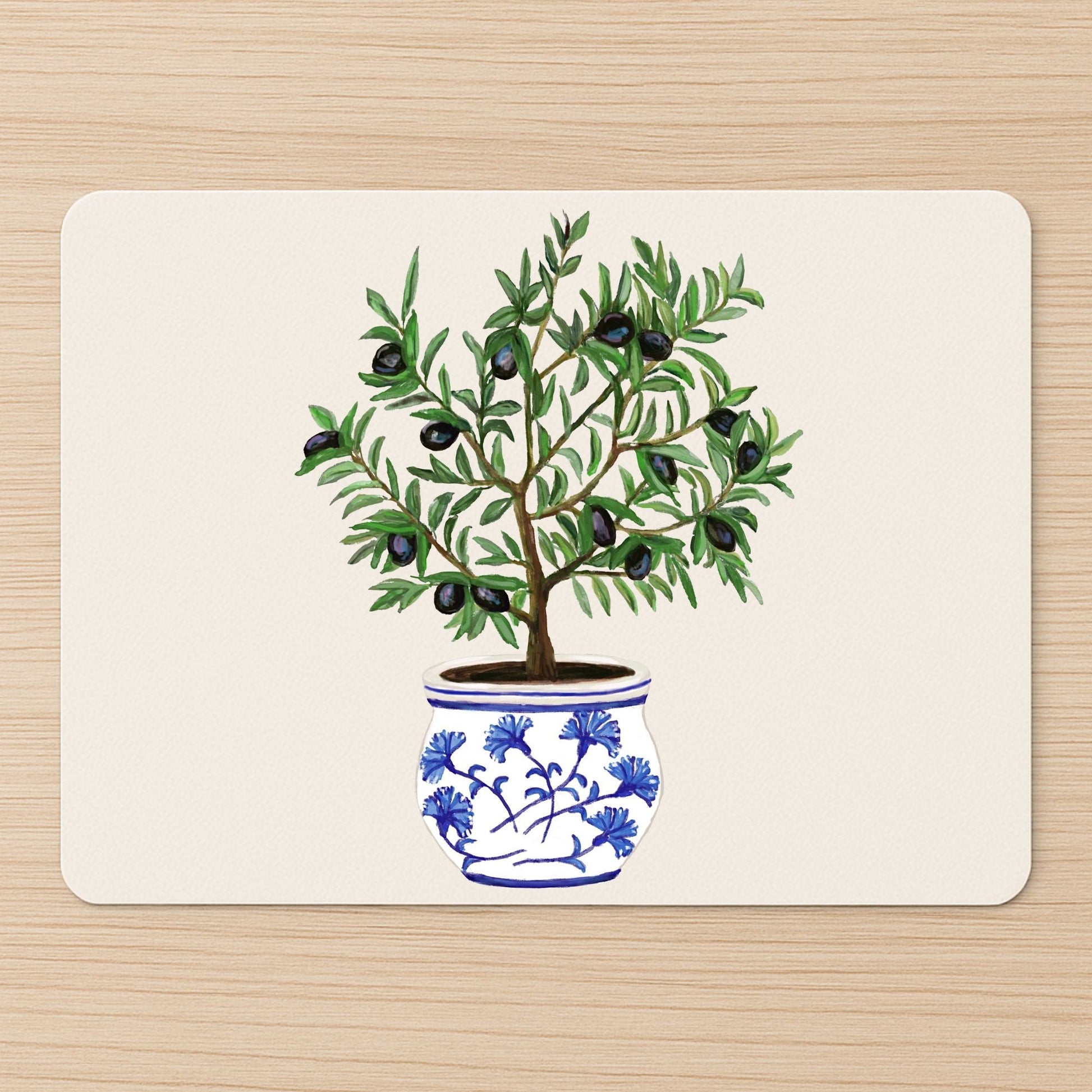 Potted Olive Tree Vinyl Mousepad - MerikaArt