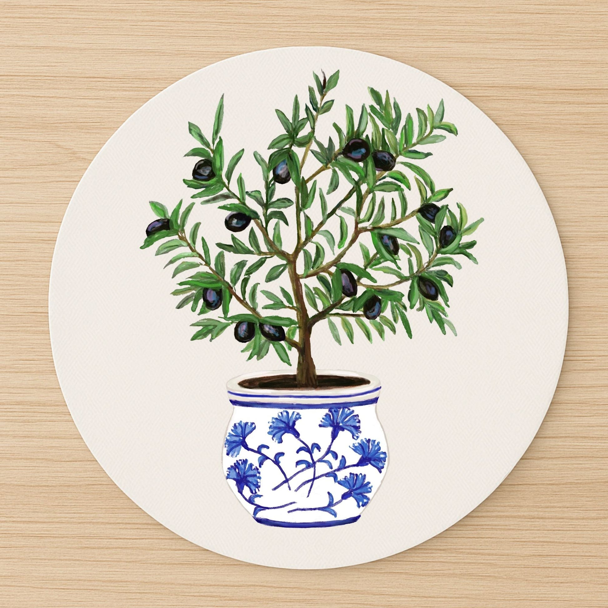 Potted Olive Tree Vinyl Mousepad - MerikaArt