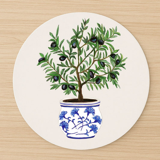 Potted Olive Tree Vinyl Mousepad - MerikaArt