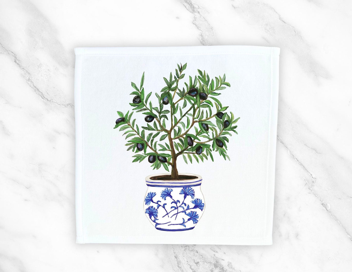 Potted Olive Tree Washcloth - MerikaArt