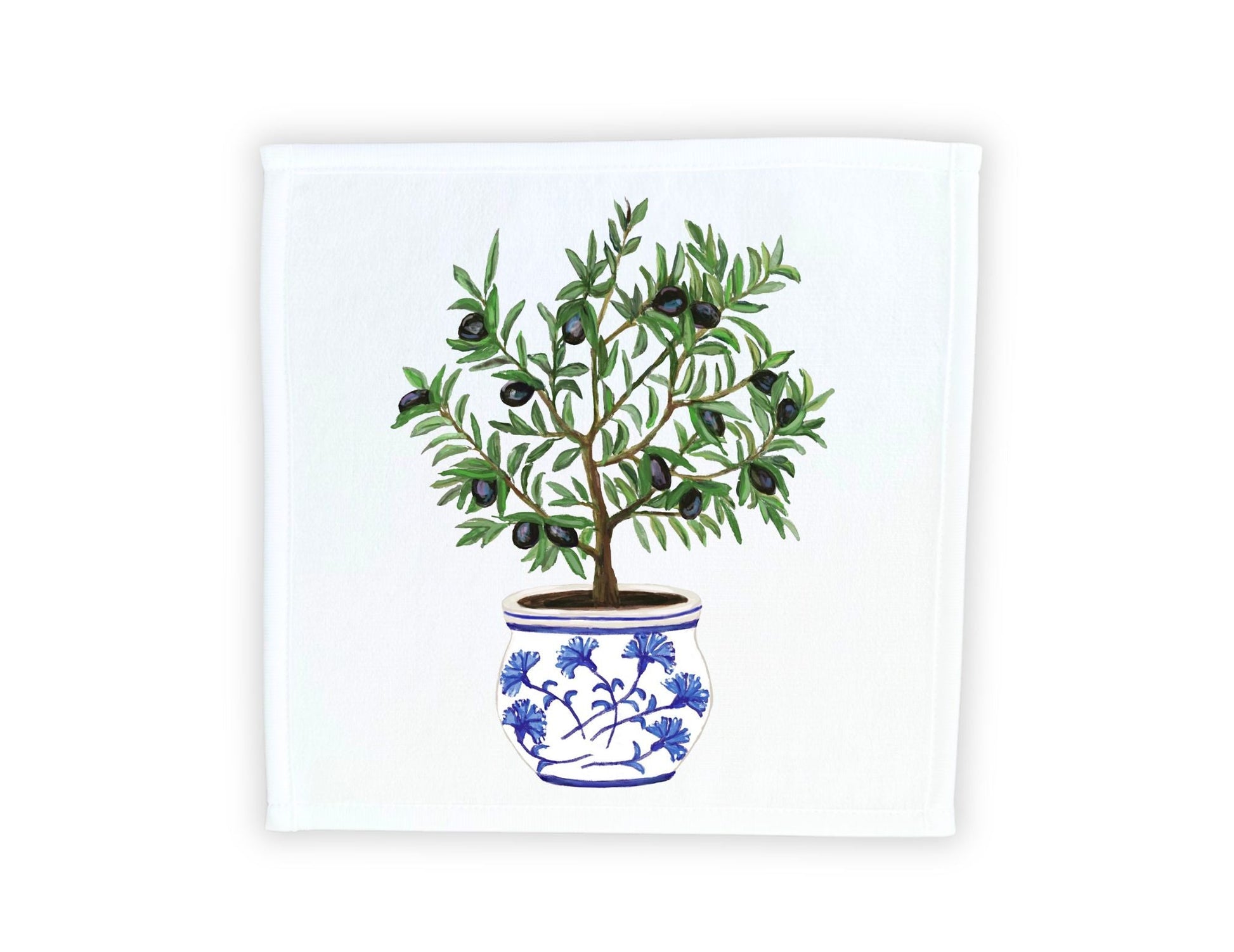 Potted Olive Tree Washcloth - MerikaArt