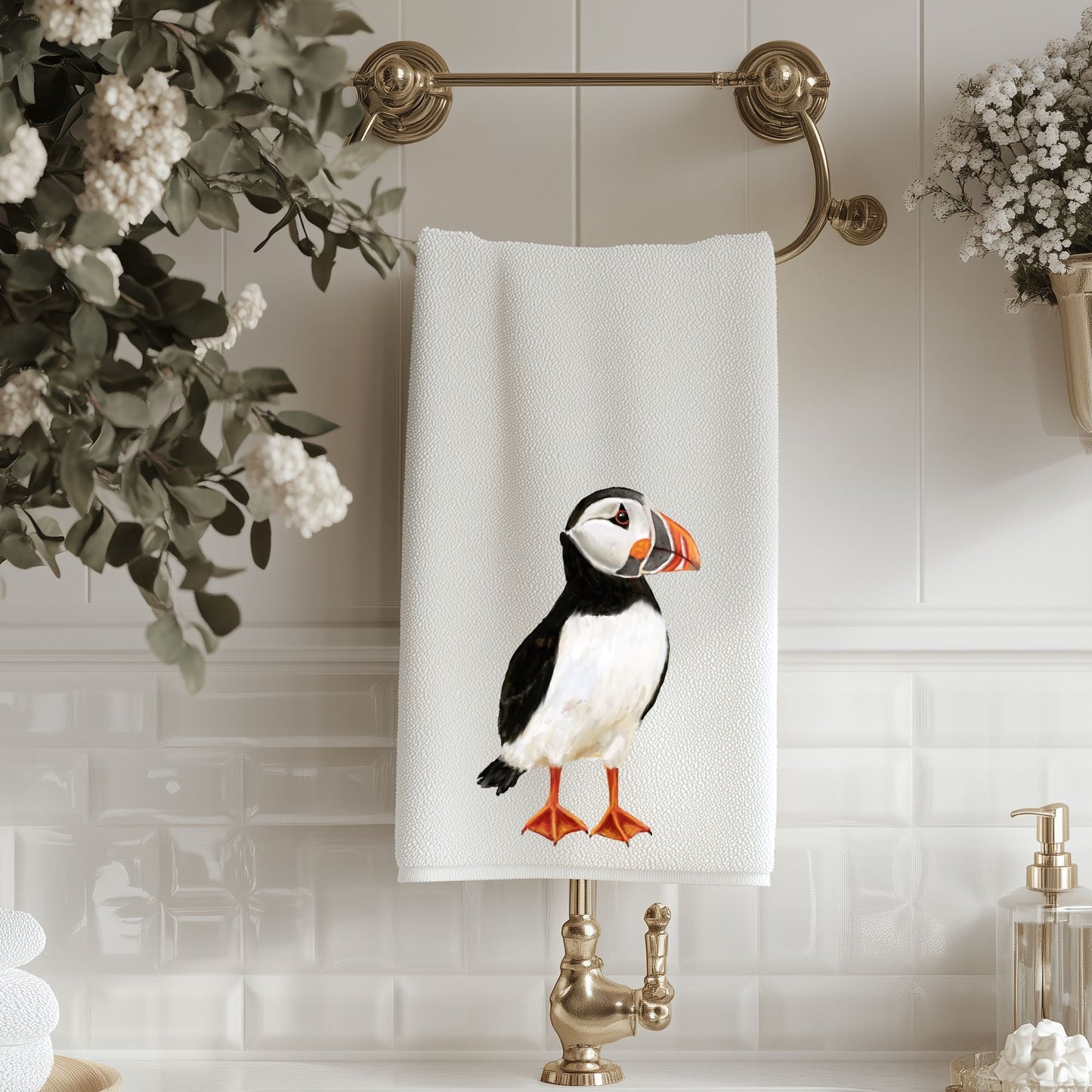 Puffin Bathroom Towel - MerikaArt